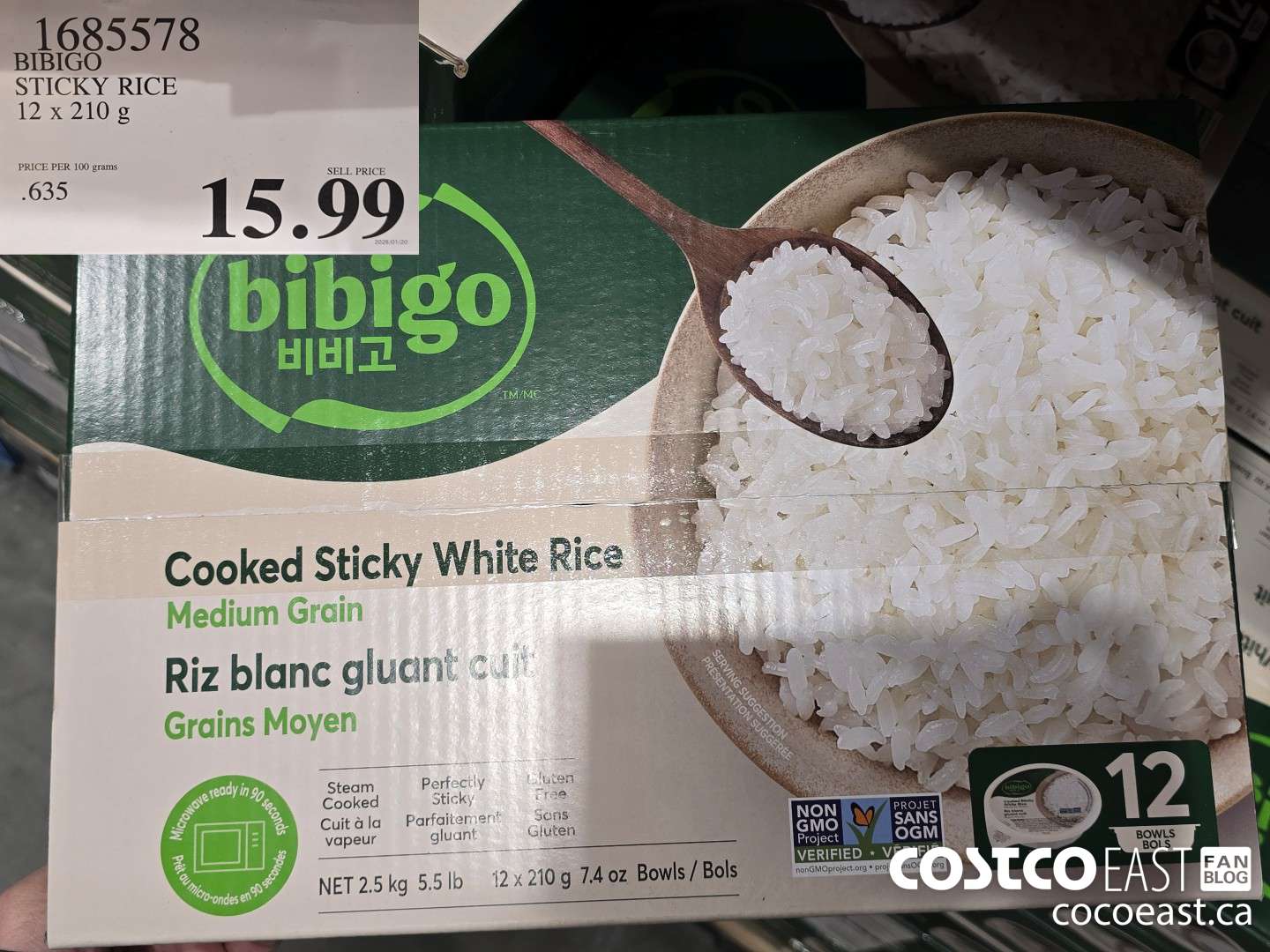 1685578 BIBIGO STICKY RICE 12 x 210 G $15.99