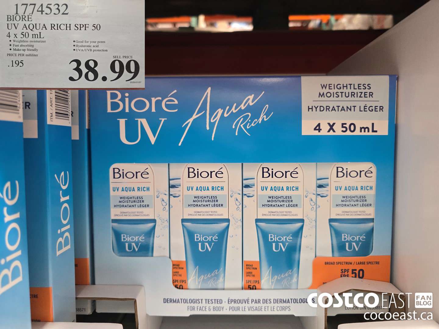 1774532 BIORE UV AQUA RICH SPF 50 4 x 50 ML $38.99