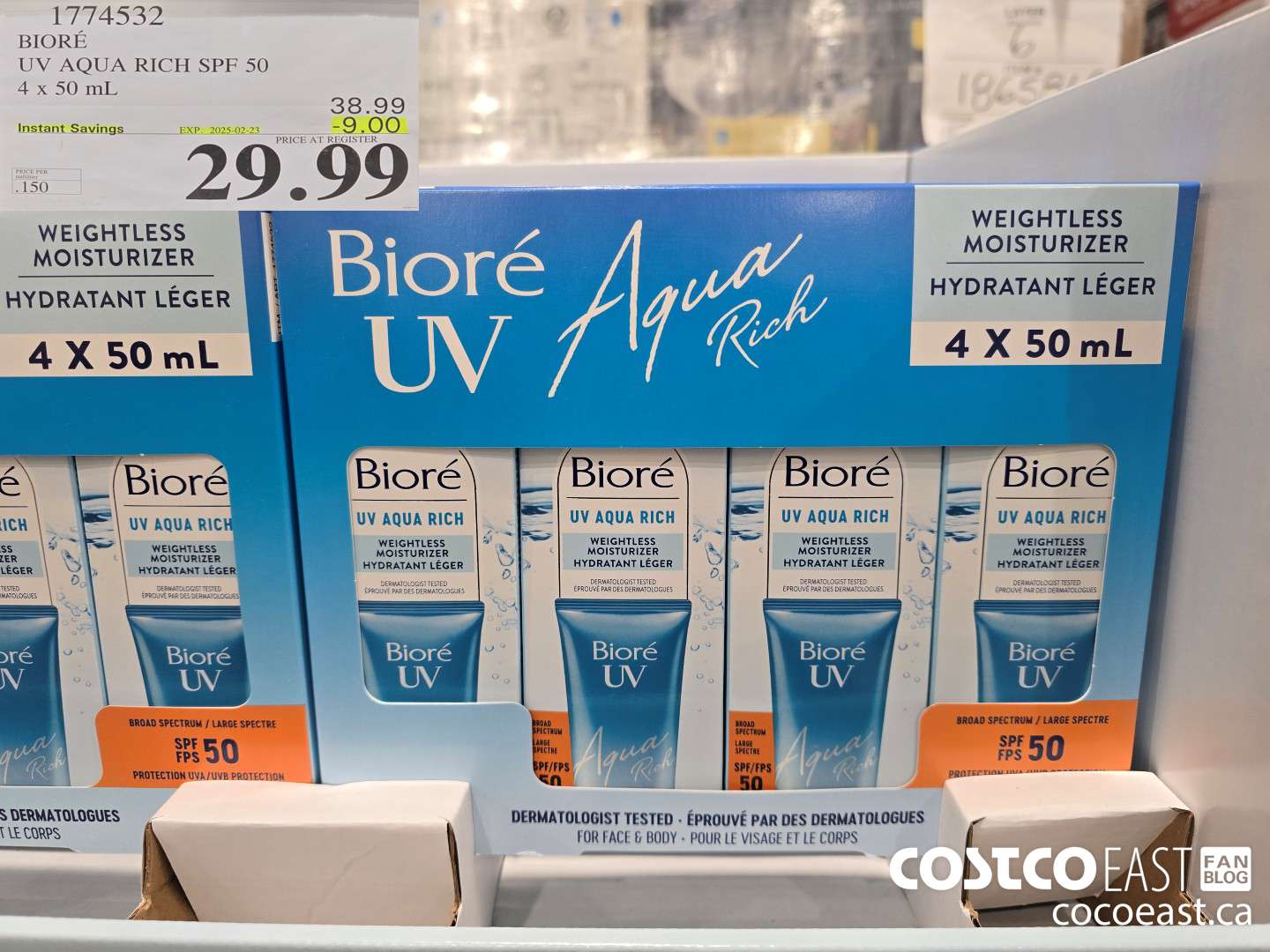 1774532 BIORE UV AQUA RICH SPF 50 4 x 50 ML ($9.00 INSTANT SAVINGS EXPIRES ON 2025-02-23) $29.99
