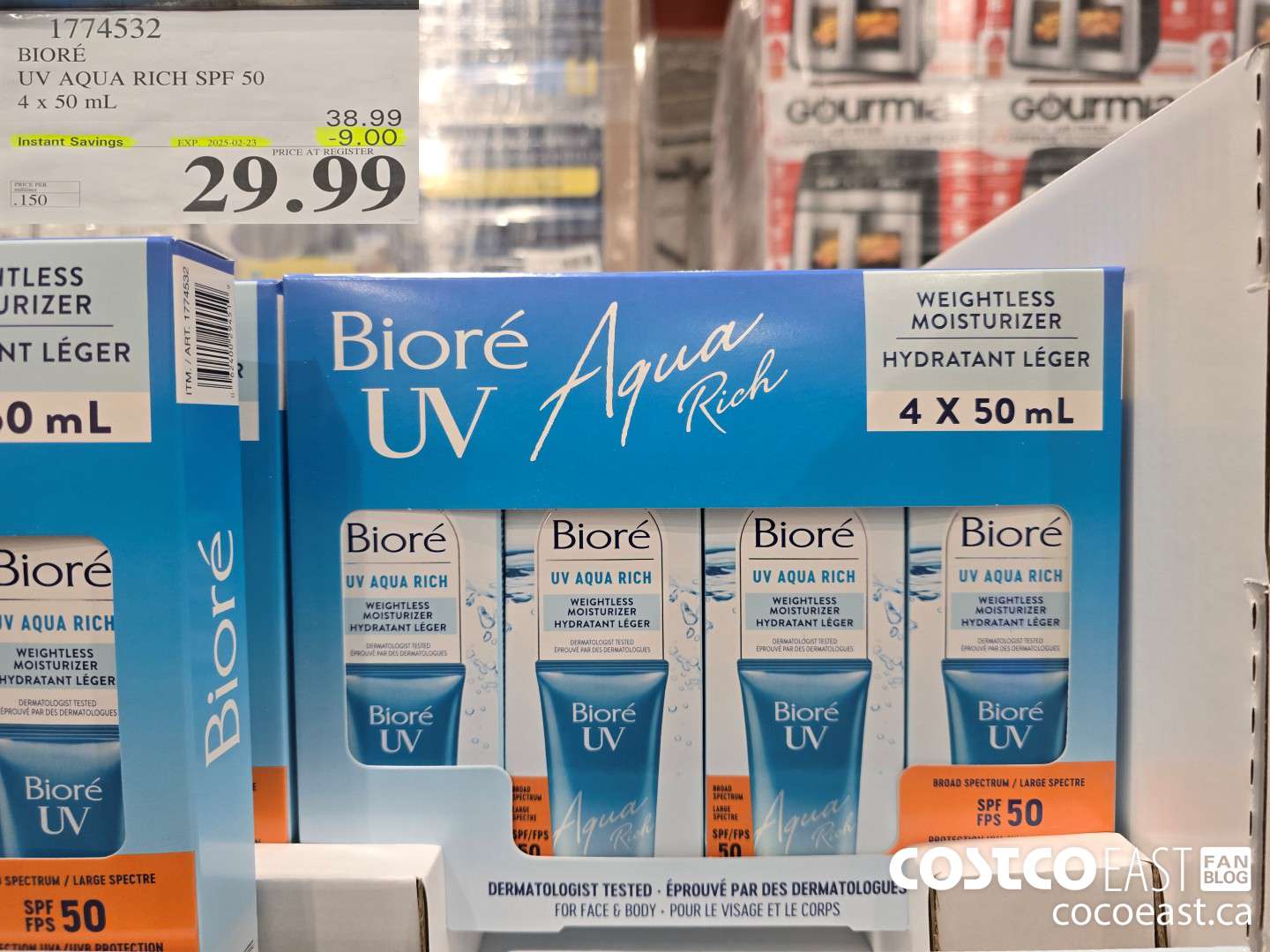 1774532 BIORE UV AQUA RICH SPF 50 4 x 50 ML ($9.00 INSTANT SAVINGS EXPIRES ON 2025-02-23) $29.99