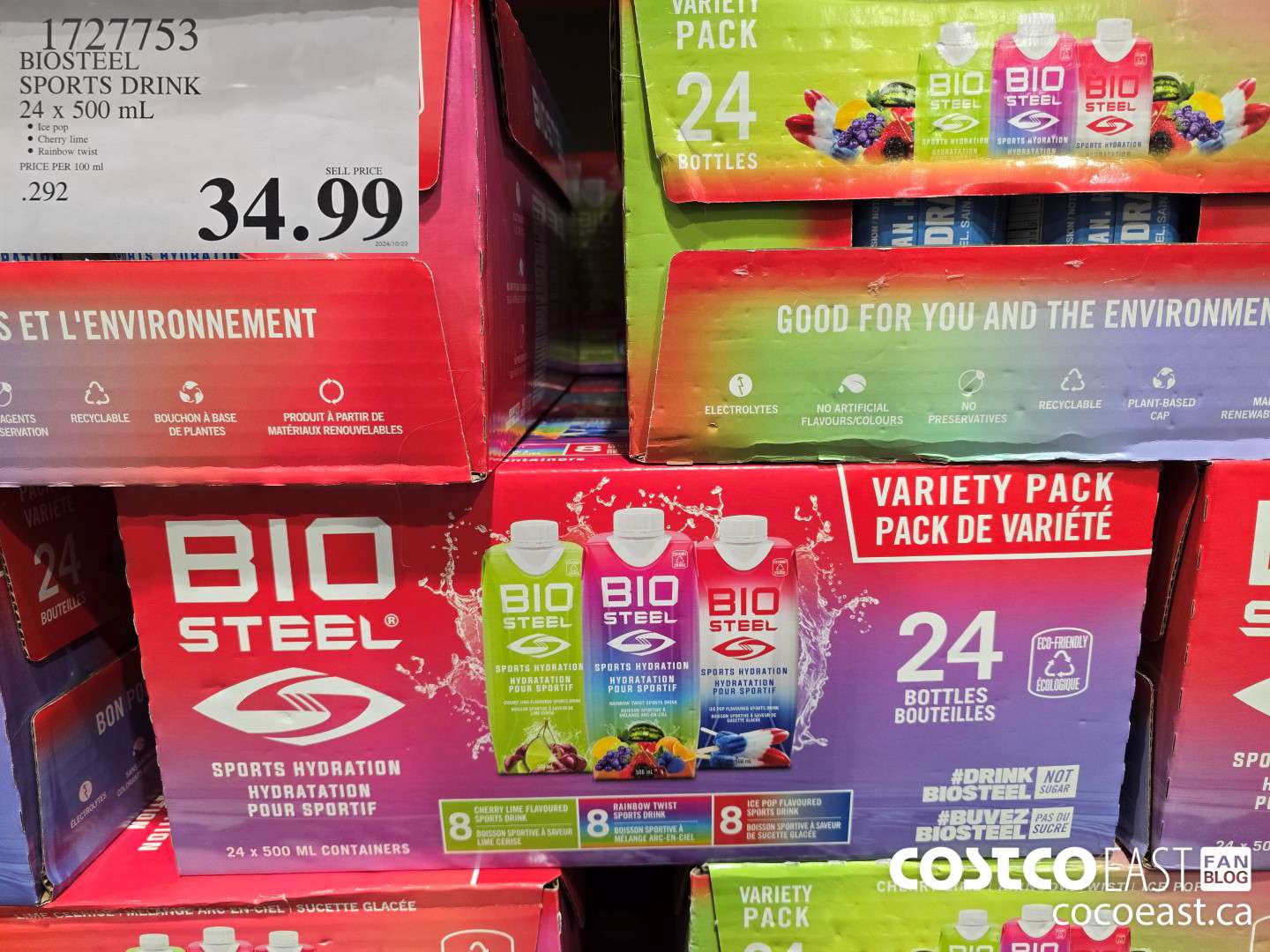 1727753 BIOSTEEL SPORTS DRINK 24 x 500 mL $34.99
