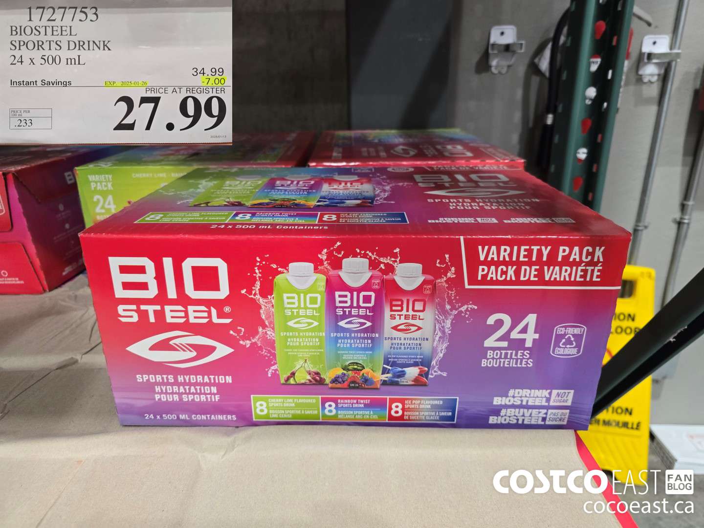 1727753 BIOSTEEL SPORTS DRINK 24 x 500 mL ($7.00 INSTANT SAVINGS EXPIRES ON 2025-01-26) $27.99