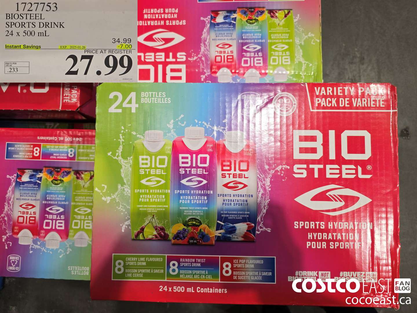 1727753 BIOSTEEL SPORTS DRINK 24 x 500 mL ($7.00 INSTANT SAVINGS EXPIRES ON 2025-01-26) $27.99