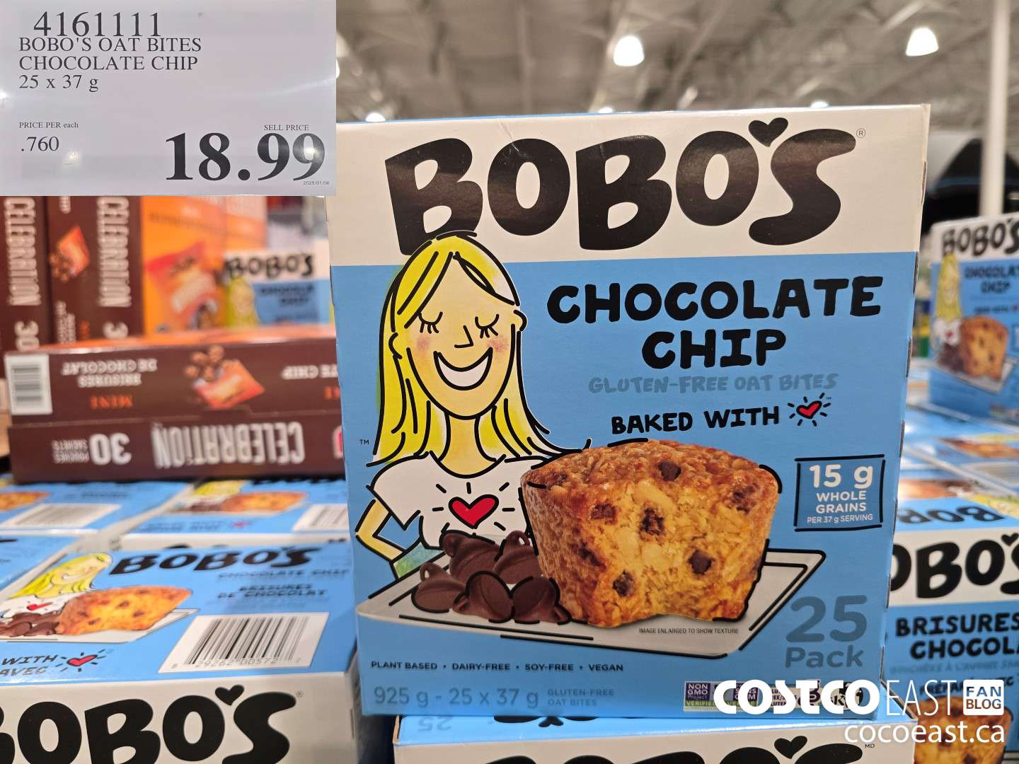 4161111 BOBO'S OAT BITES CHOCOLATE CHIP 25 X 37 G $18.99