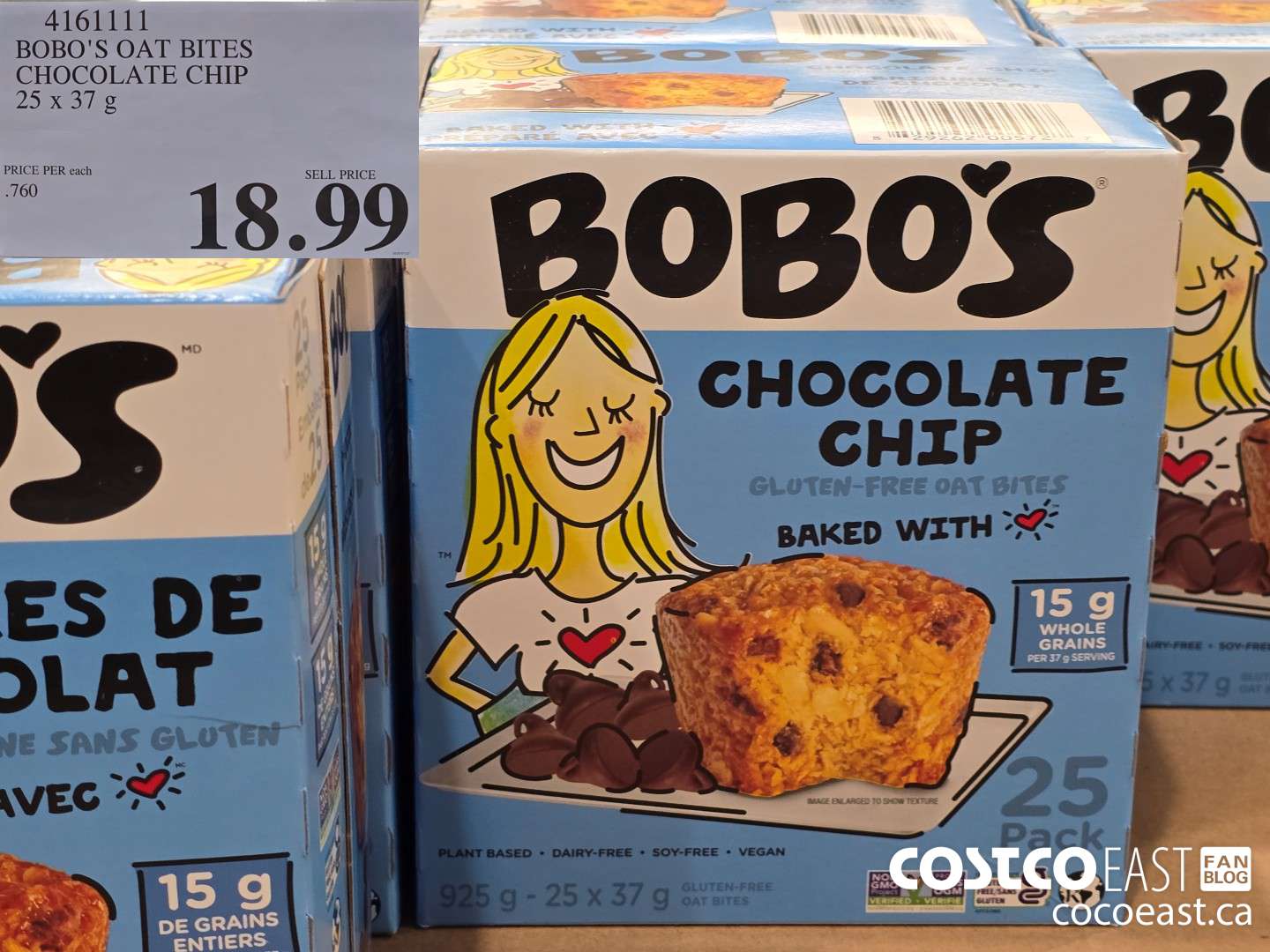 4161111 BOBO'S OAT BITES CHOCOLATE CHIP 25 X 37 G $18.99