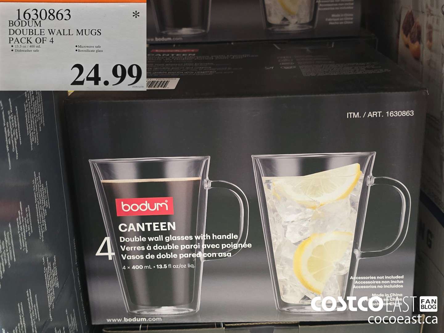1630863 BODUM DOUBLE WALL MUGS PACK OF 4 $24.99