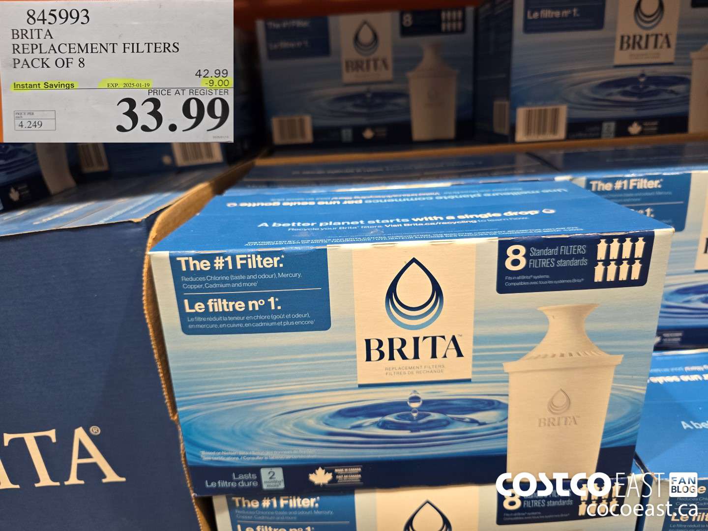 845993 BRITA REPLACEMENT FILTERS PACK OF 8  ($9.00 INSTANT SAVINGS EXPIRES ON 2025-01-19) $33.99