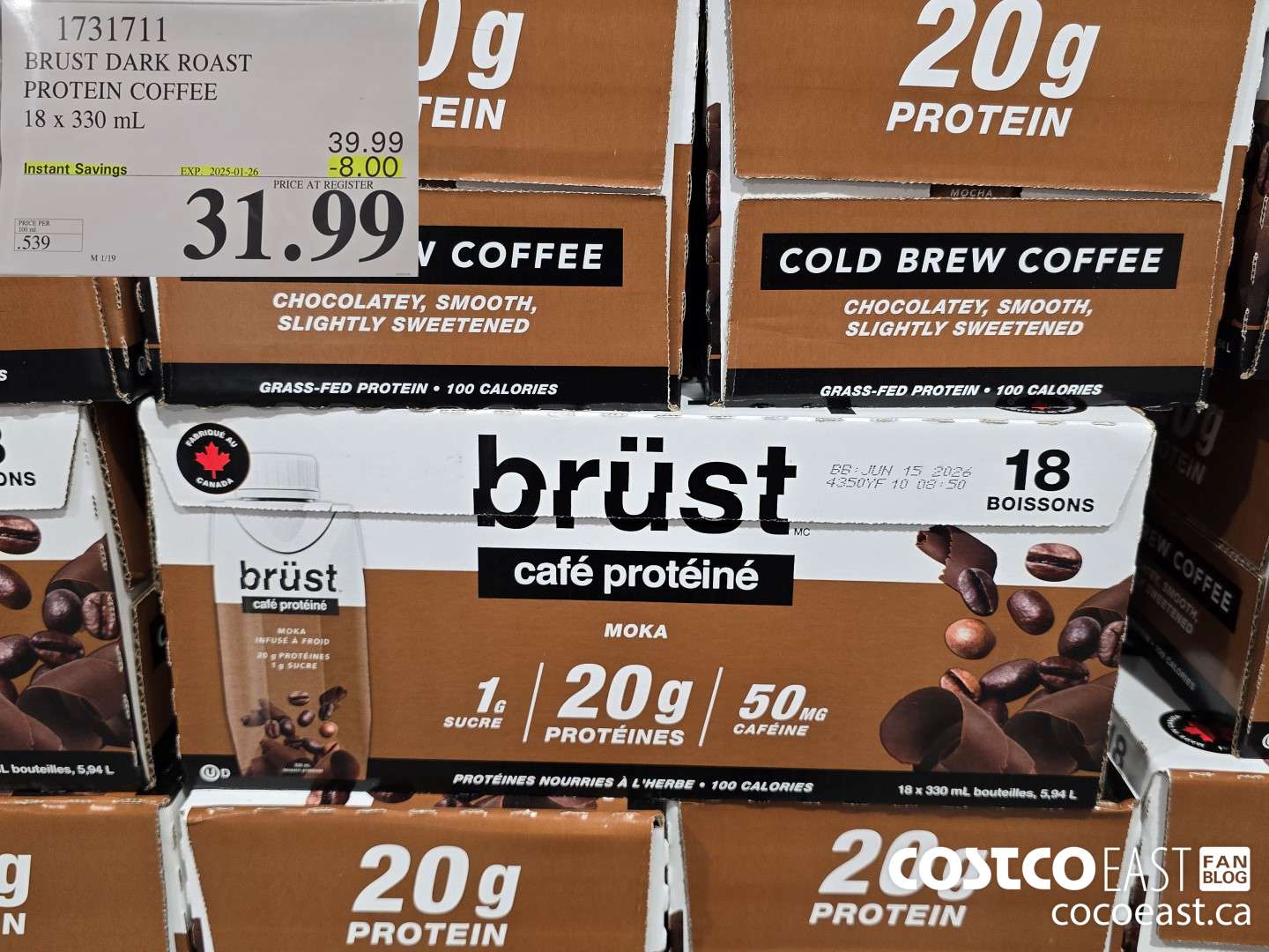 1731711 BRUST DARK ROAST PROTEIN COFFEE 18 x 330 mL ($8.00 INSTANT SAVINGS EXPIRES ON 2025-01-26) $31.99