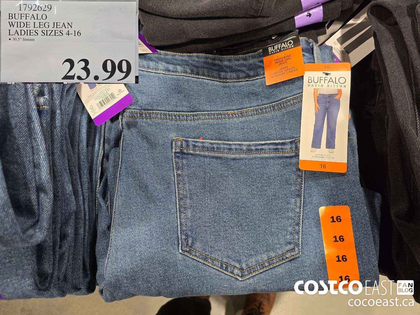 1792629 BUFFALO WIDE LEG JEAN LADIES SIZES 4-16 $23.99