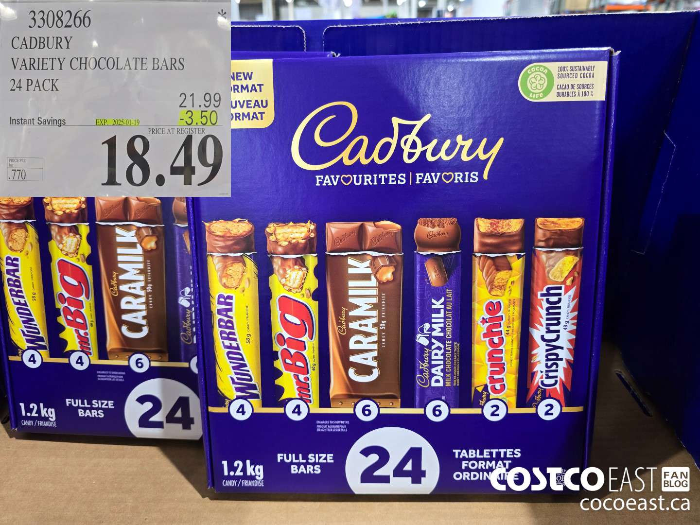 3308266 CADBURY VARIETY CHOCOLATE BARS 24 PACK ($3.50 INSTANT SAVINGS EXPIRES ON 2025-01-19) $18.49
