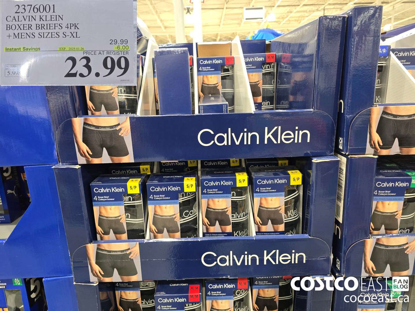 2376001 CALVIN KLEIN BOXER BRIEFS 4 PK +MENS SIZES S-XL ($6.00 INSTANT SAVINGS EXPIRES ON 2025-01-26) $23.99