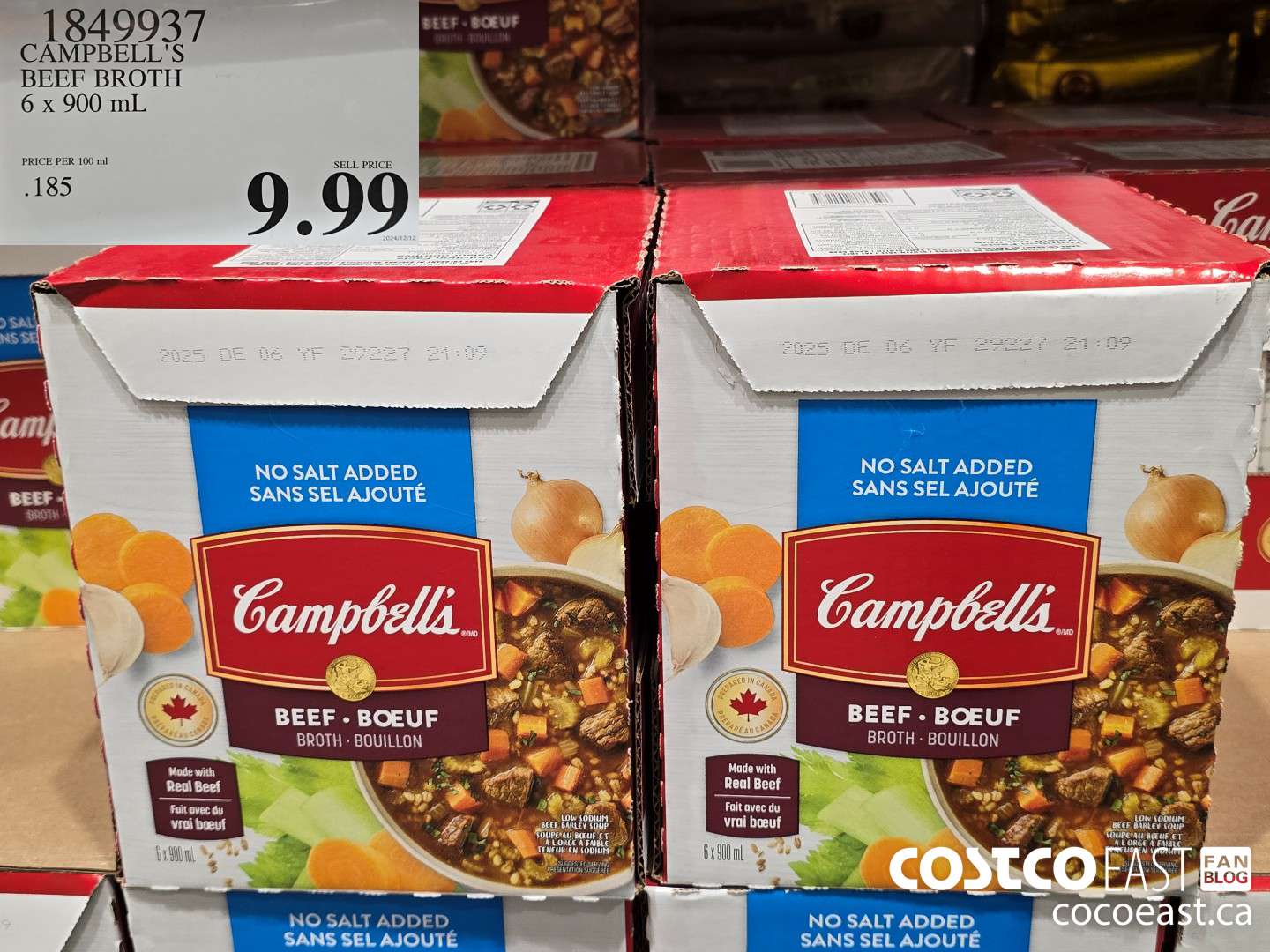 1849937 CAMPBELL'S BEEF BROTH 6 x 900 mL $9.99