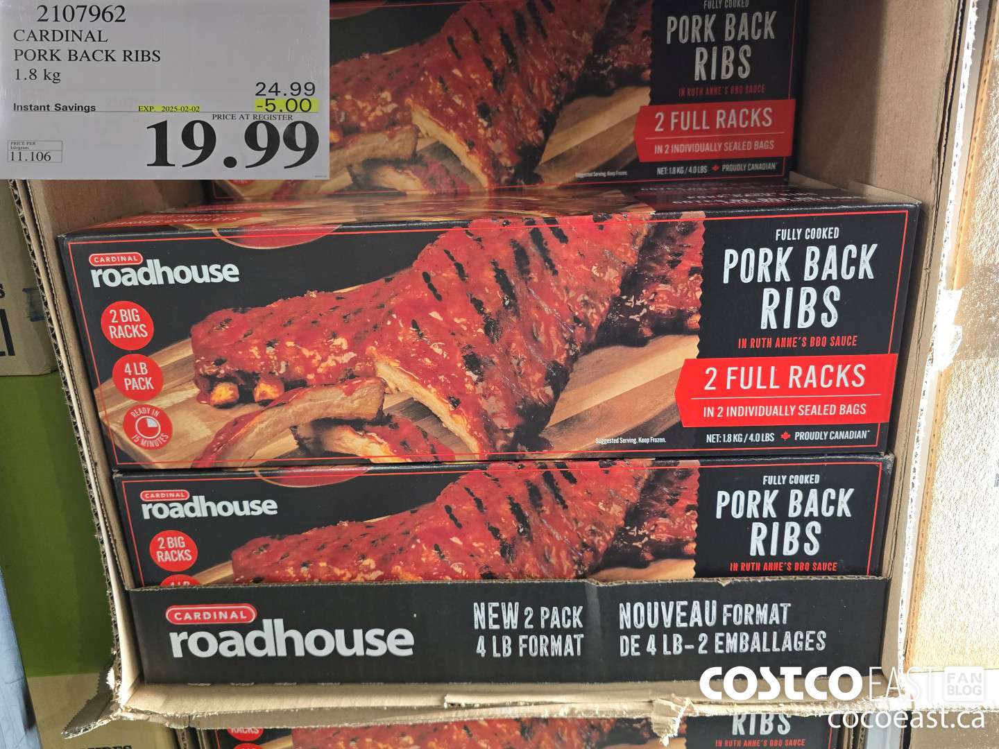 2107962 CARDINAL PORK BACK RIBS 1.8 kg ($5.00 INSTANT SAVINGS EXPIRES ON 2025-02-02) $19.99