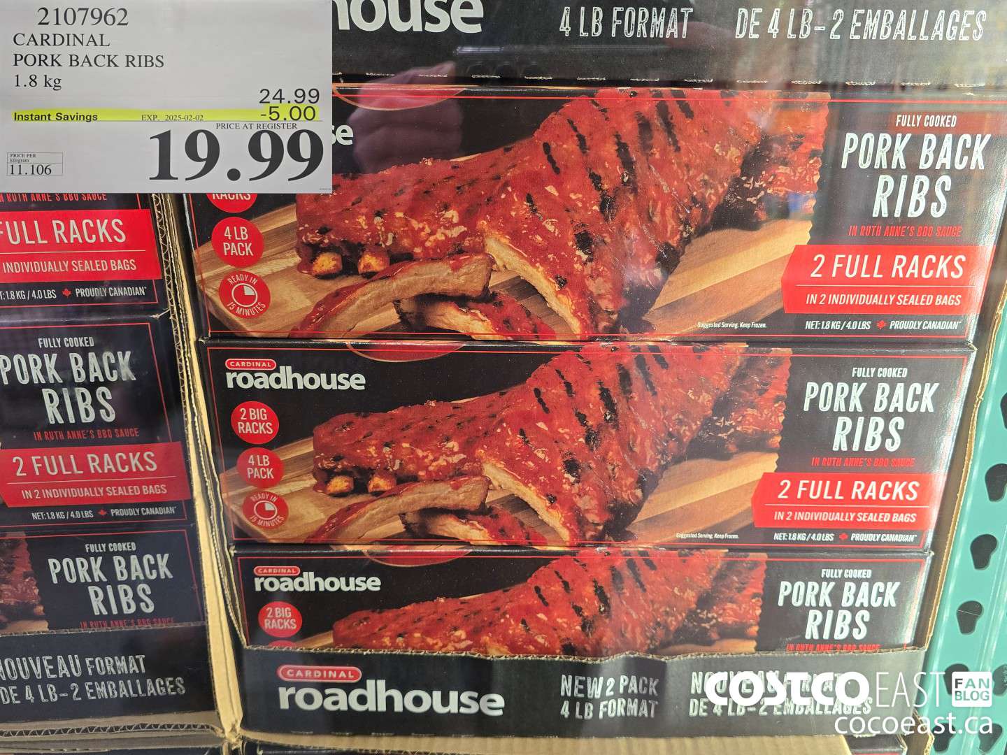 2107962 CARDINAL PORK BACK RIBS 1.8 kg ($5.00 INSTANT SAVINGS EXPIRES ON 2025-02-02) $19.99
