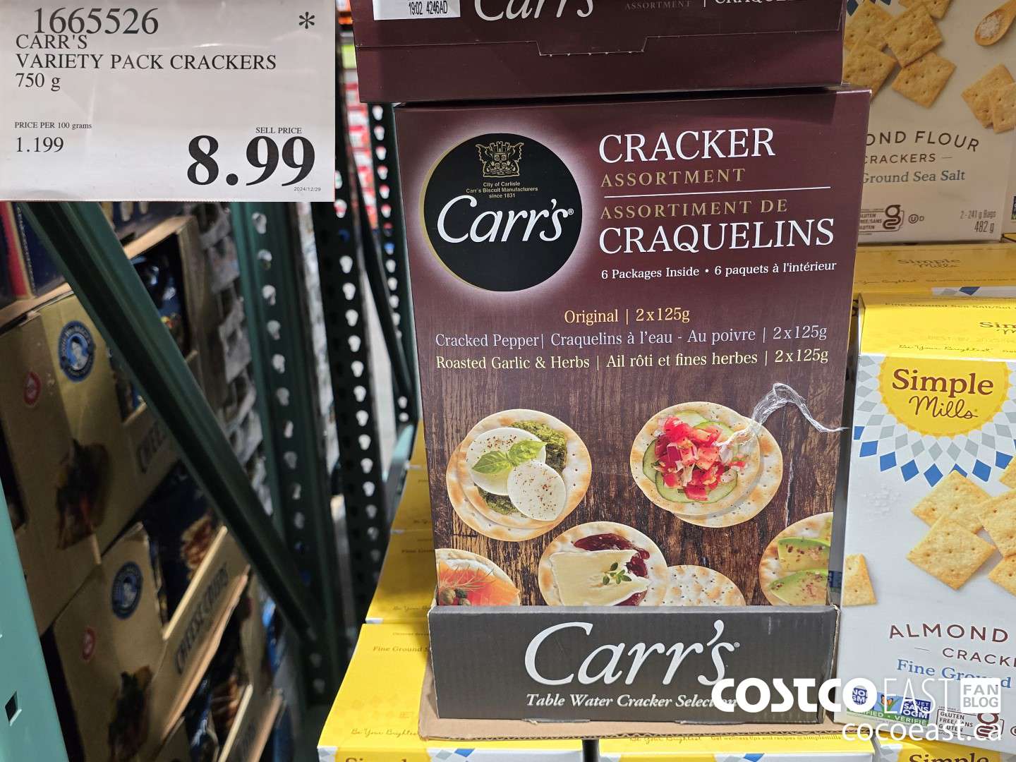1665526 CARR'S VARIETY PACK CRACKERS 750 G $8.99