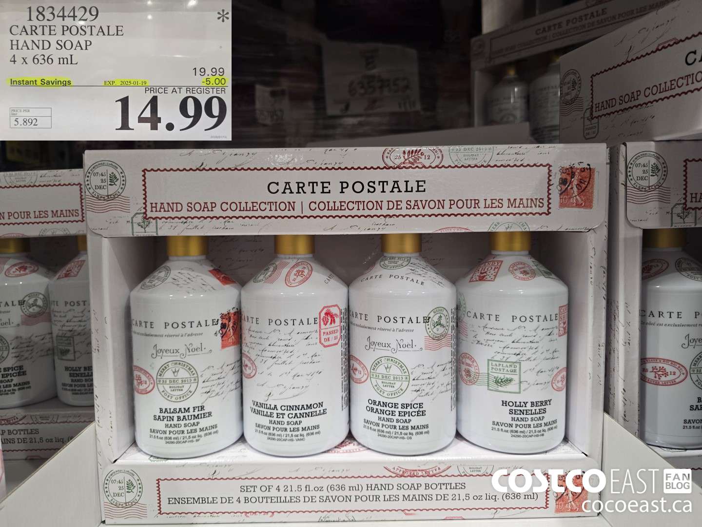 1834429 CARTE POSTALE HAND SOAP 4 x 636 mL ($5.00 INSTANT SAVINGS EXPIRES ON 2025-01-19) $14.99