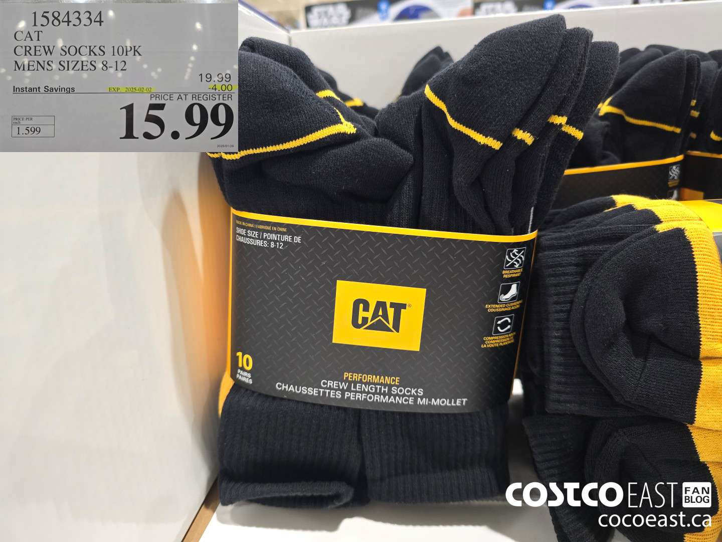 1584334 CAT CREW SOCK 10PK MENS SIZES 8-12 ($4.00 INSTANT SAVINGS EXPIRES ON 2025-02-02) $15.99