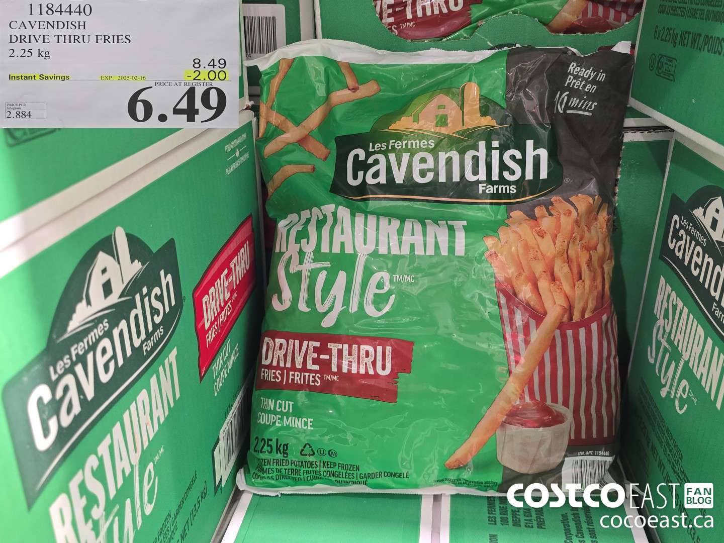1184440 CAVENDISH DRIVE THRU FRIES 2.25 kg ($2.00 INSTANT SAVINGS EXPIRES ON 2025-02-16) $6.49