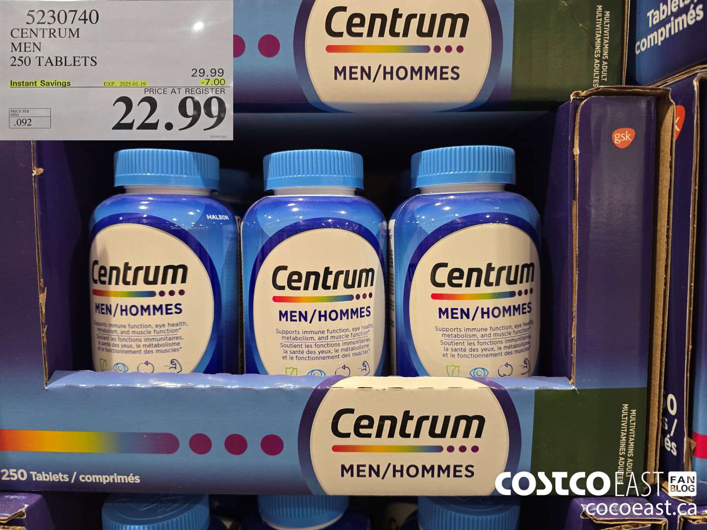 5230740 CENTRUM MEN 250 TABLETS ($7.00 INSTANT SAVINGS EXPIRES ON 2025-01-19) $22.99