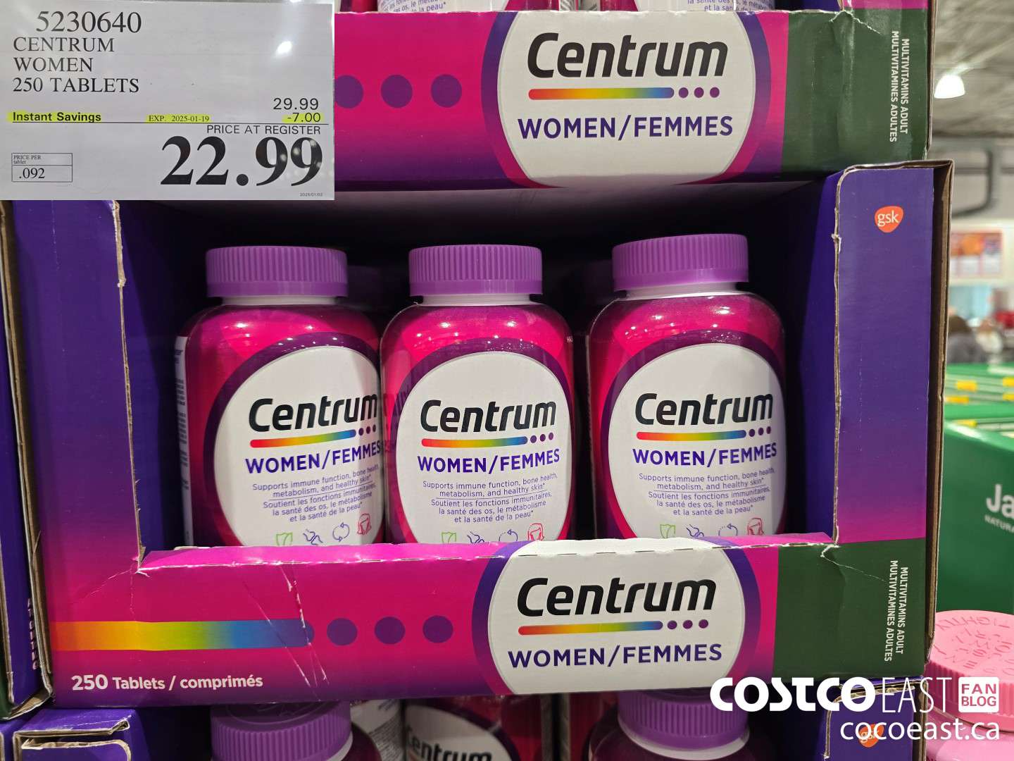 5230640 CENTRUM WOMEN 250 TABLETS ($7.00 INSTANT SAVINGS EXPIRES ON 2025-01-19) $22.99