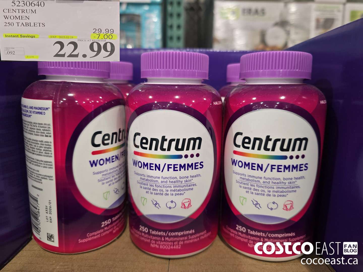 5230640 CENTRUM WOMEN 250 TABLETS ($7.00 INSTANT SAVINGS EXPIRES ON 2025-01-19) $22.99