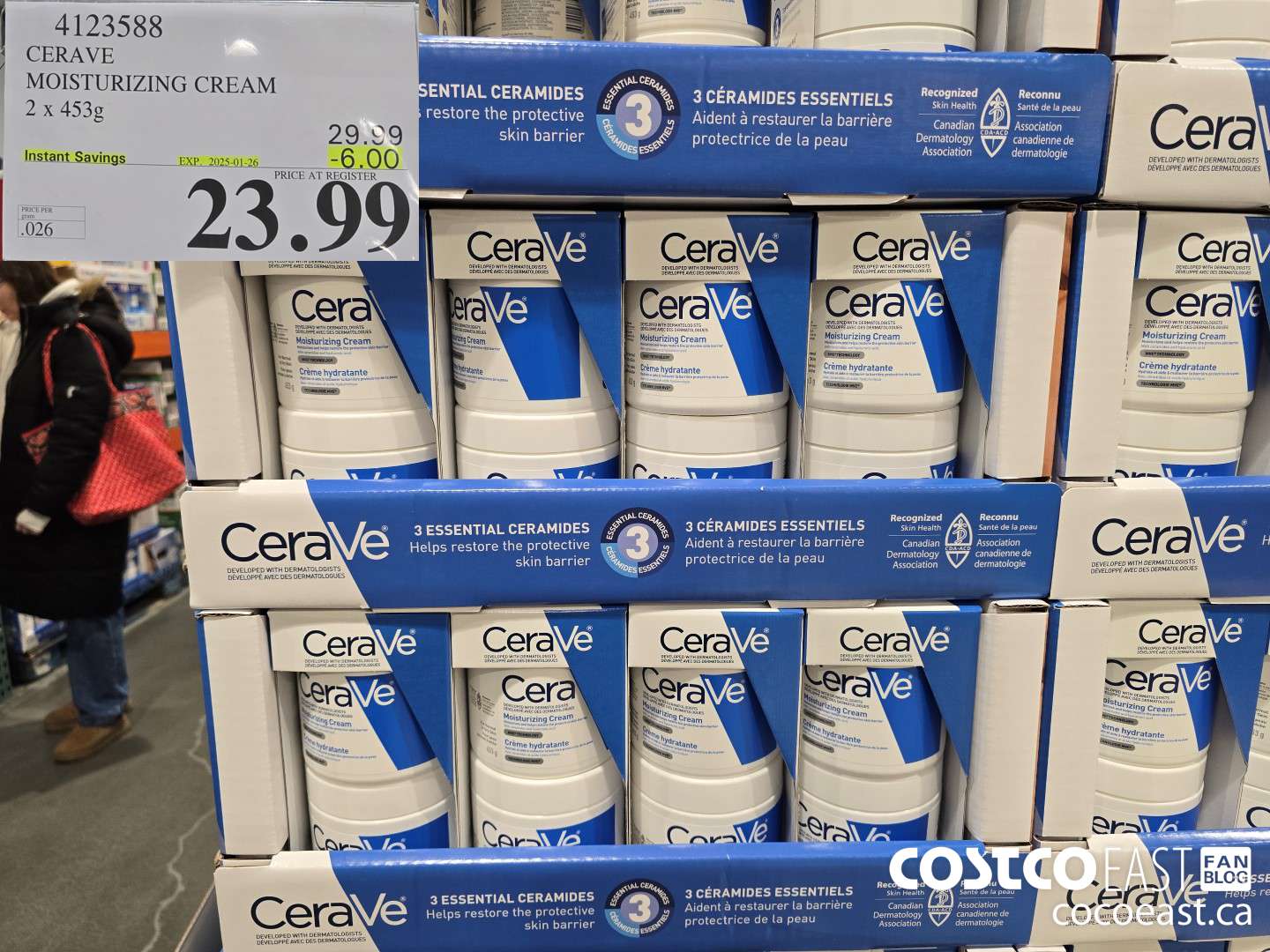 4123588 CERAVE MOISTURIZING CREAM 2 x 453g ($6.00 INSTANT SAVINGS EXPIRES ON 2025-01-26) $23.99