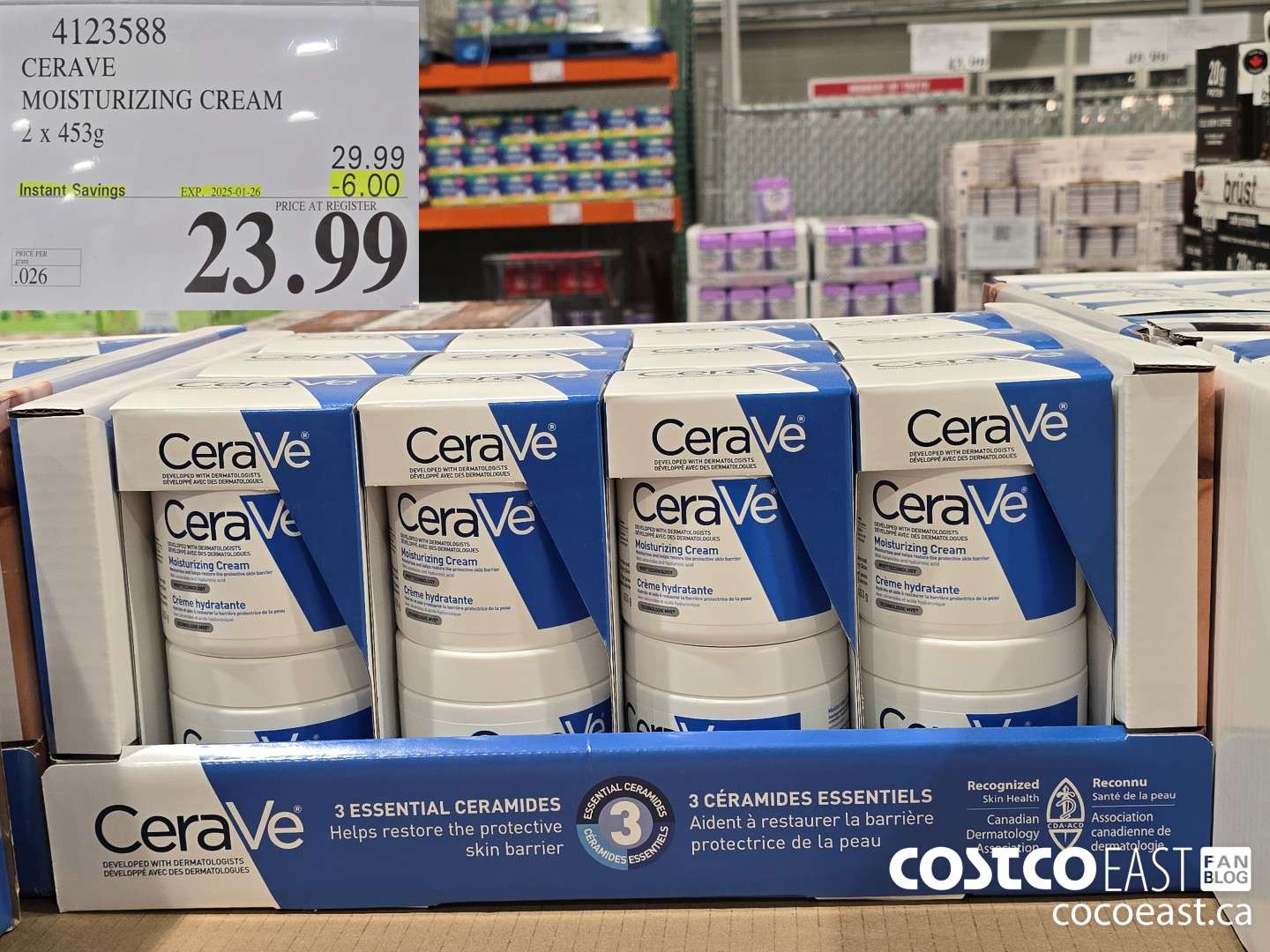 4123588 CERAVE MOISTURIZING CREAM 2 x 453g ($6.00 INSTANT SAVINGS EXPIRES ON 2025-01-26) $23.99
