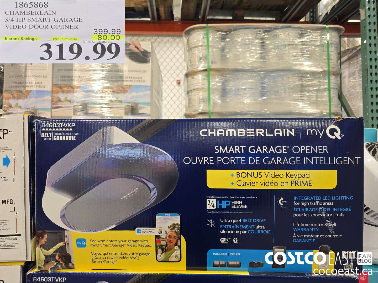 1865868 CHAMBERLAIN 3/4 HP SMART GARAGE VIDEO DOOR OPENER ($80.00 INSTANT SAVINGS EXPIRES ON 2025-02-16) $319.99