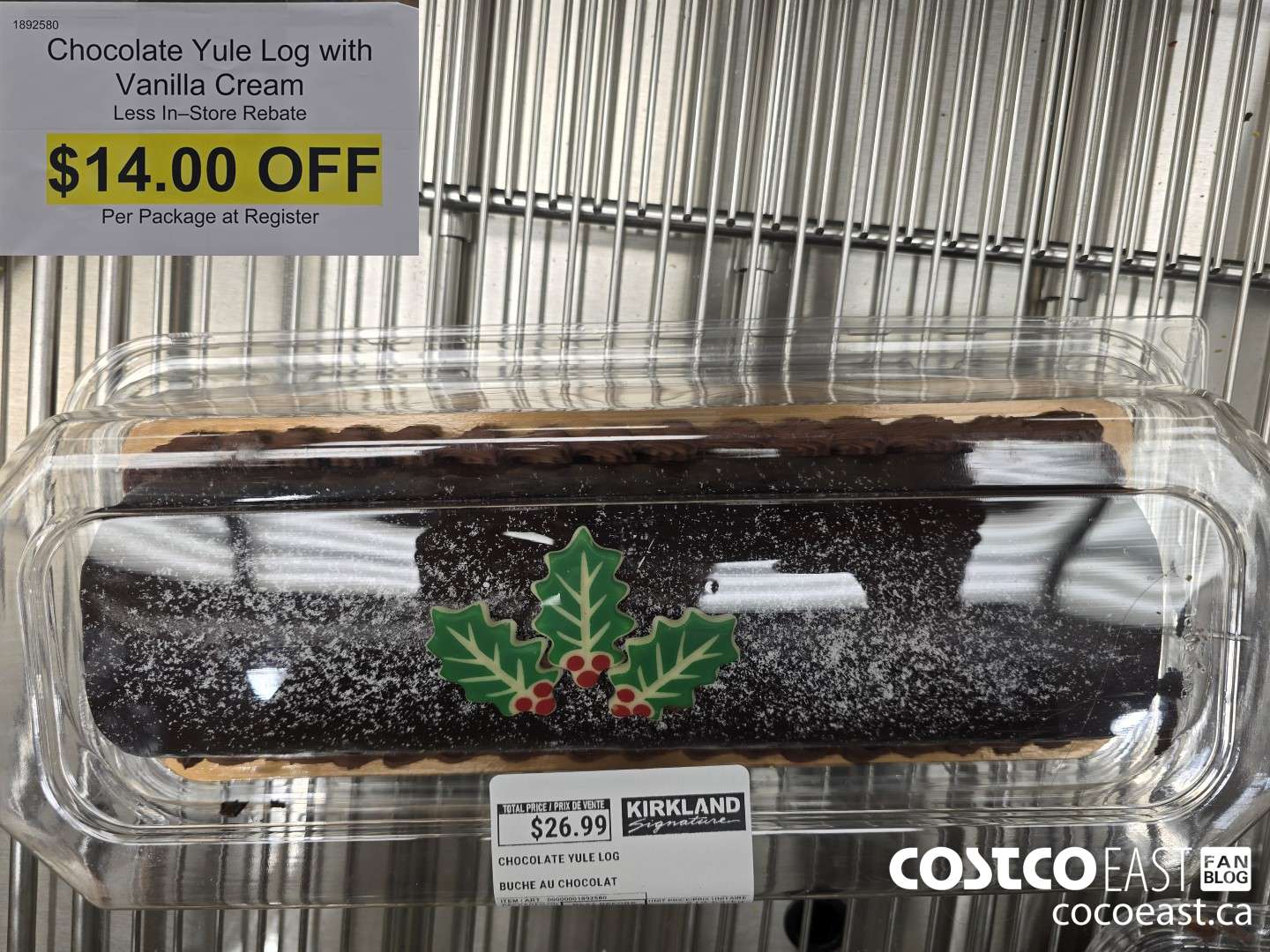 1892580 CHOCOLATE YULE LOG WITH VANILLA CREAM ($14.00 INSTANT SAVINGS)