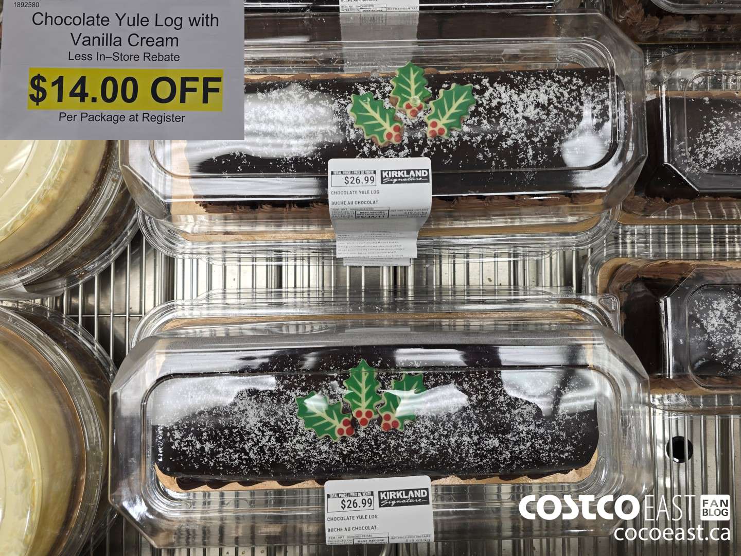 1892580 CHOCOLATE YULE LOG WITH VANILLA CREAM ($14.00 INSTANT SAVINGS)