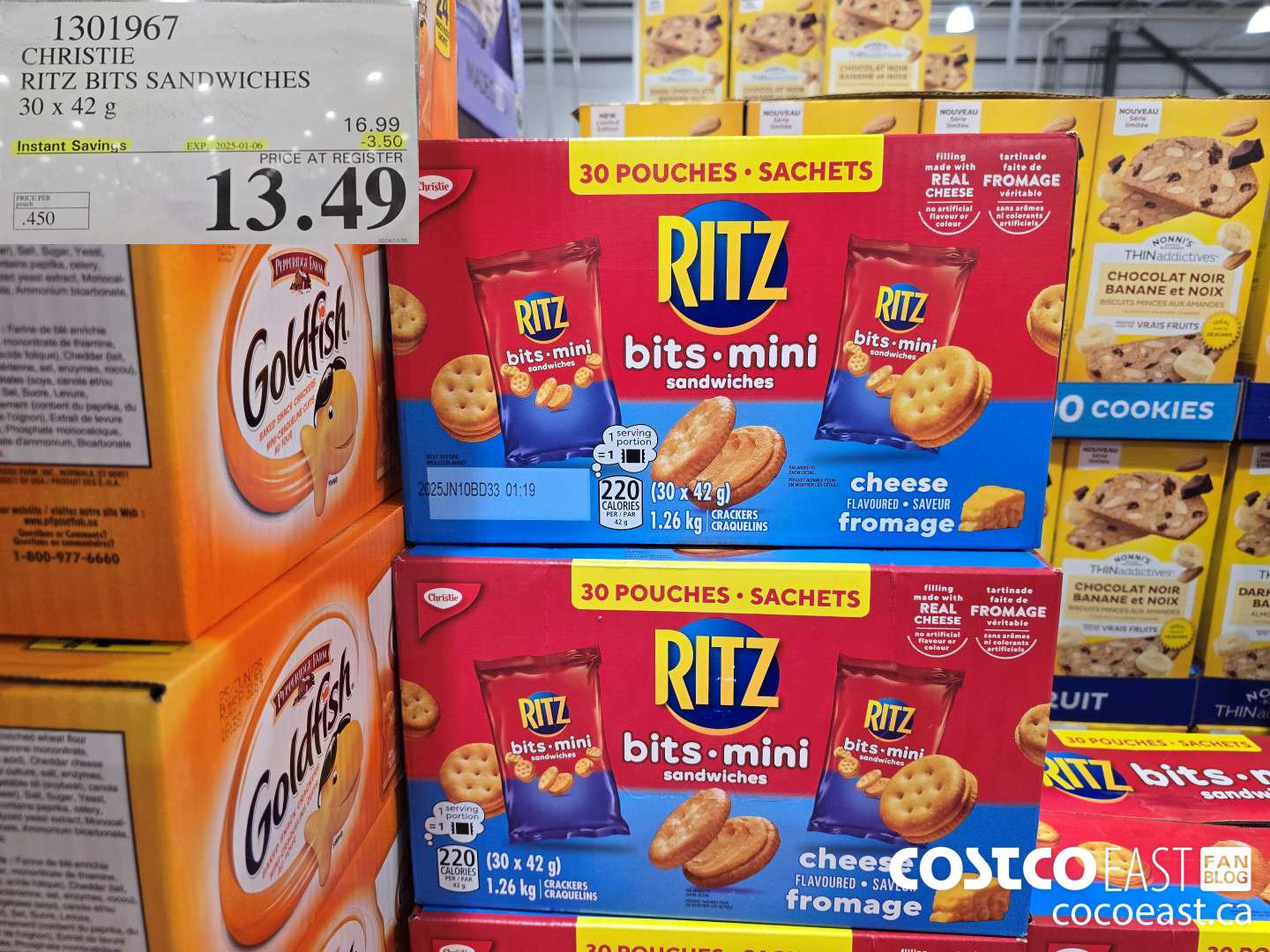 1301967 CHRISTIE RITZ BITS SANDWICHES 30 x 42 g ($3.50 INSTANT SAVINGS EXPIRES ON 2025-01-06) $13.49