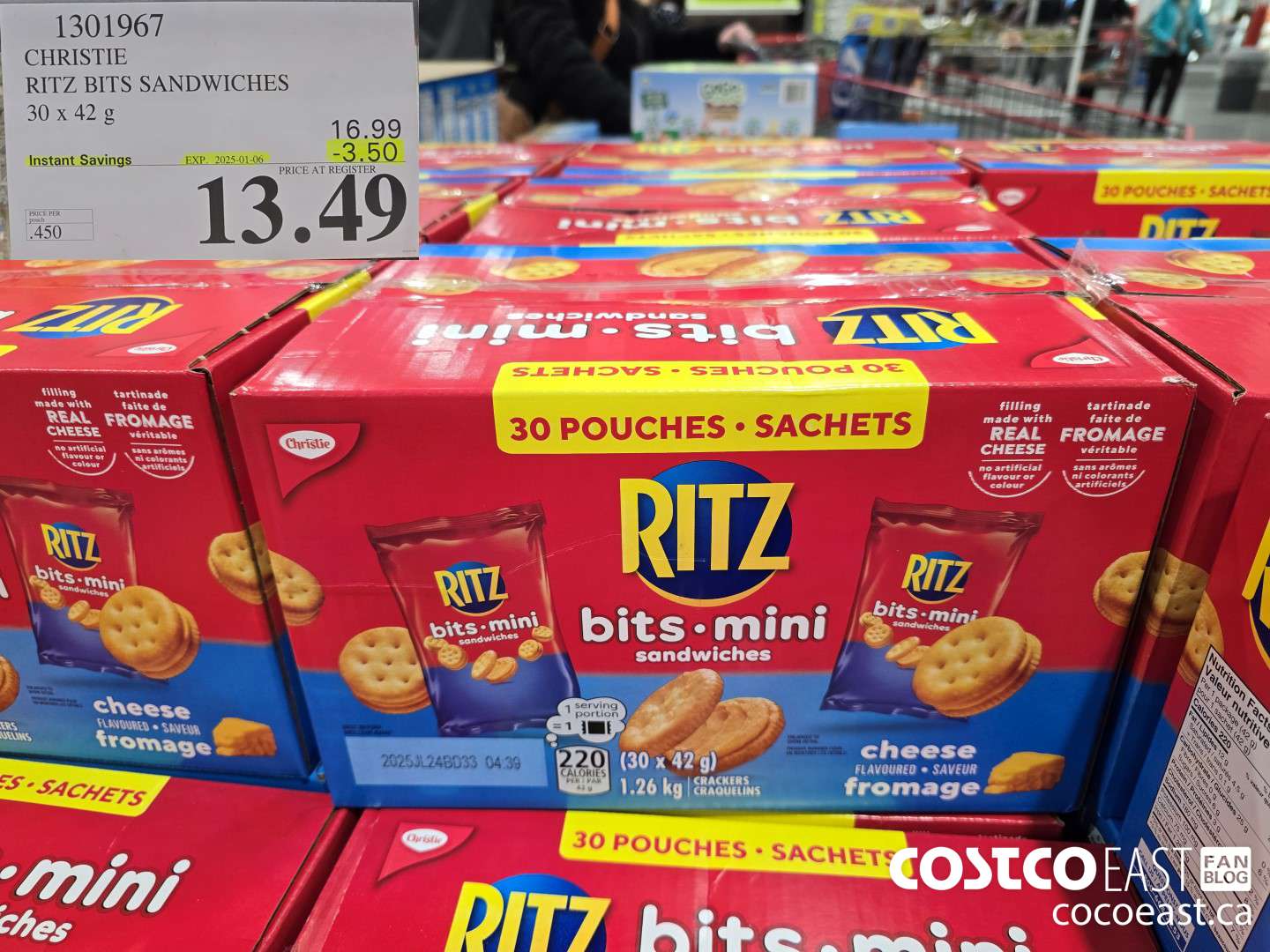 1301967 CHRISTIE RITZ BITS SANDWICHES 30 x 42 g ($3.50 INSTANT SAVINGS EXPIRES ON 2025-01-06) $13.49