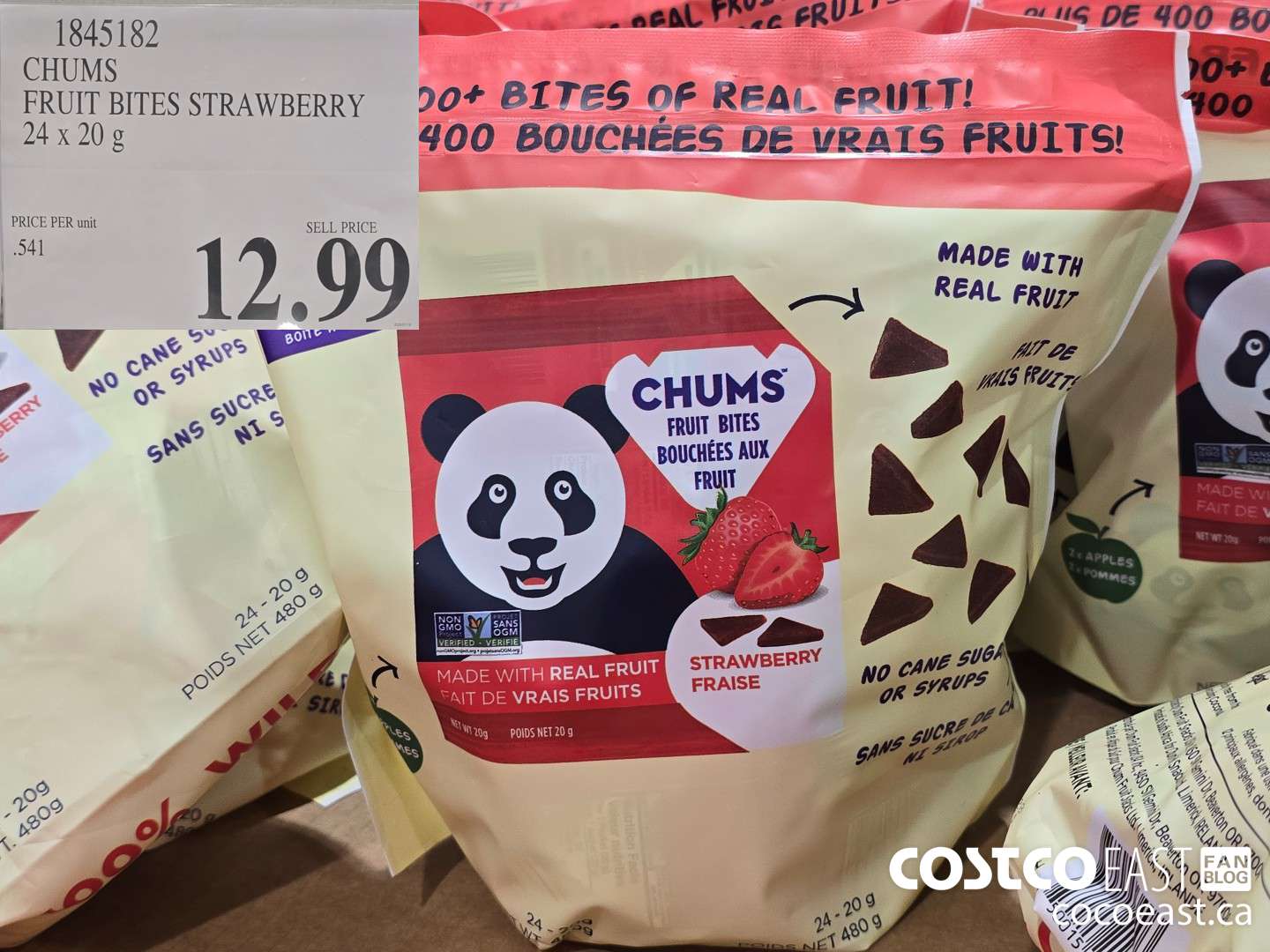1845182 CHUMS FRUIT BITES STRAWBERRY 24 x 20 G $12.99