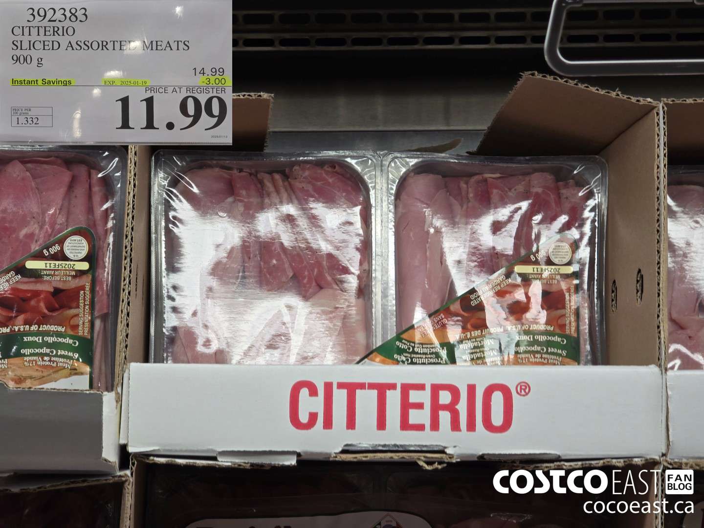 392383 CITTERIO SLICED ASSORTED MEATS 900 g  ($3.00 INSTANT SAVINGS EXPIRES ON 2025-01-19) $11.99