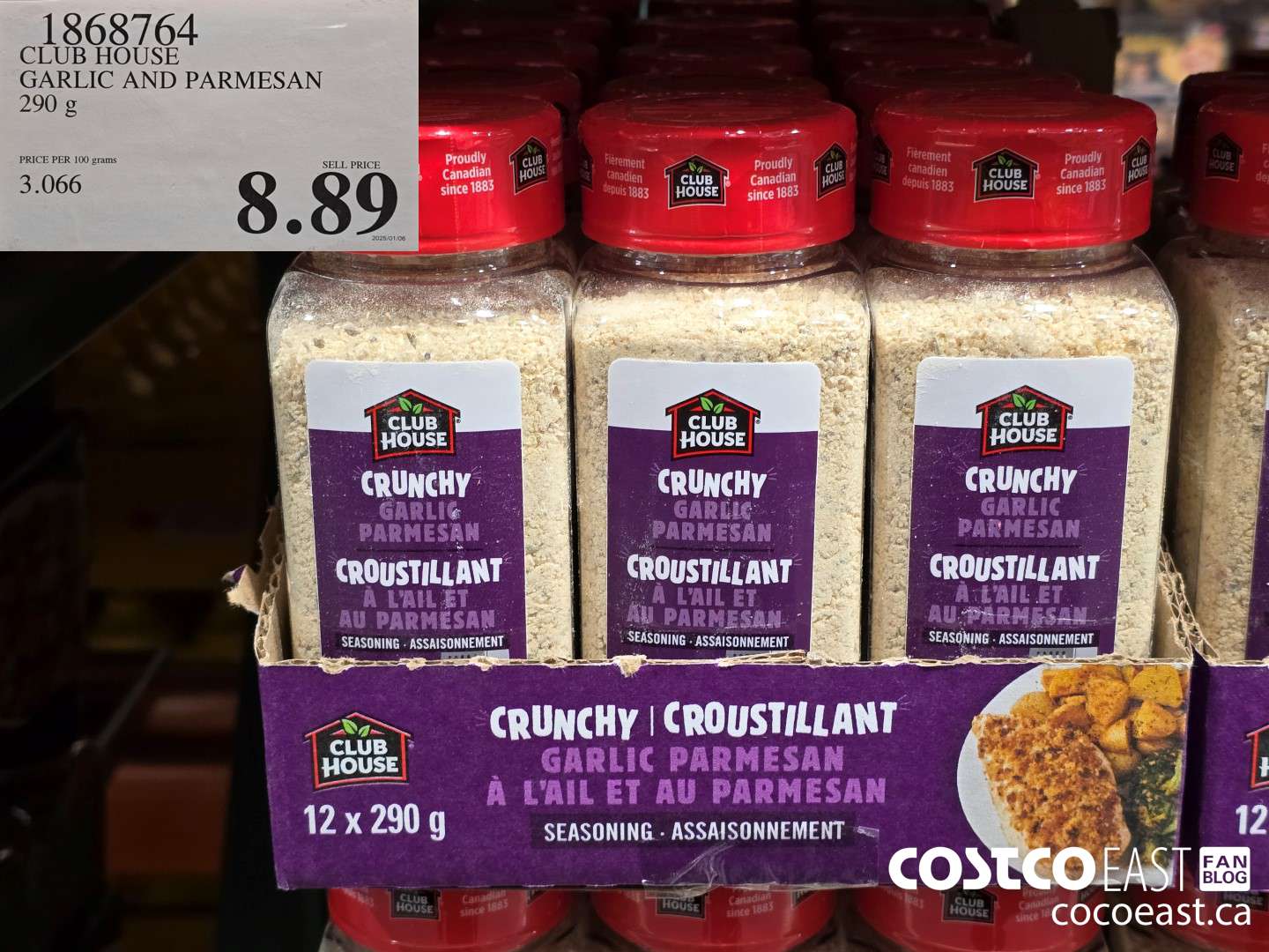 1868764 CLUBHOUSE GARLIC AND PARMESAN 290 g $8.89