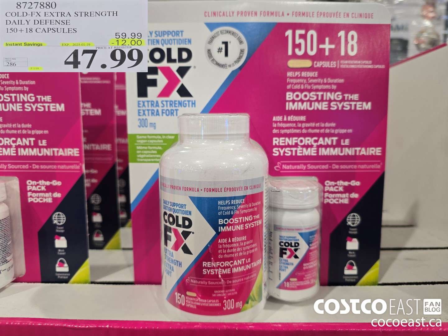 8727880 COLD-FX EXTRA STRENGTH DAILY DEFENSE 150 + 18 CAPSULES ($12.00 INSTANT SAVINGS EXPIRES ON 2025-01-19) $47.99