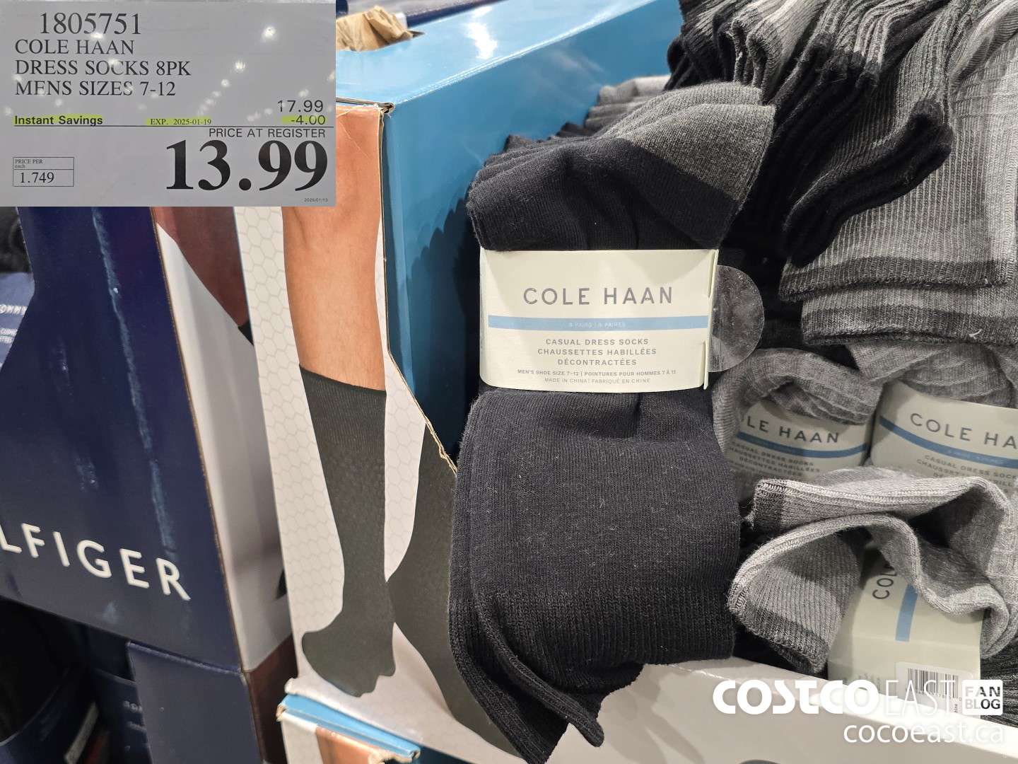 1805751 COLE HAAN DRESS SOCKS 8PK MENS SIZES 7-12 ($4.00 INSTANT SAVINGS EXPIRES ON 2025-01-19) $13.99