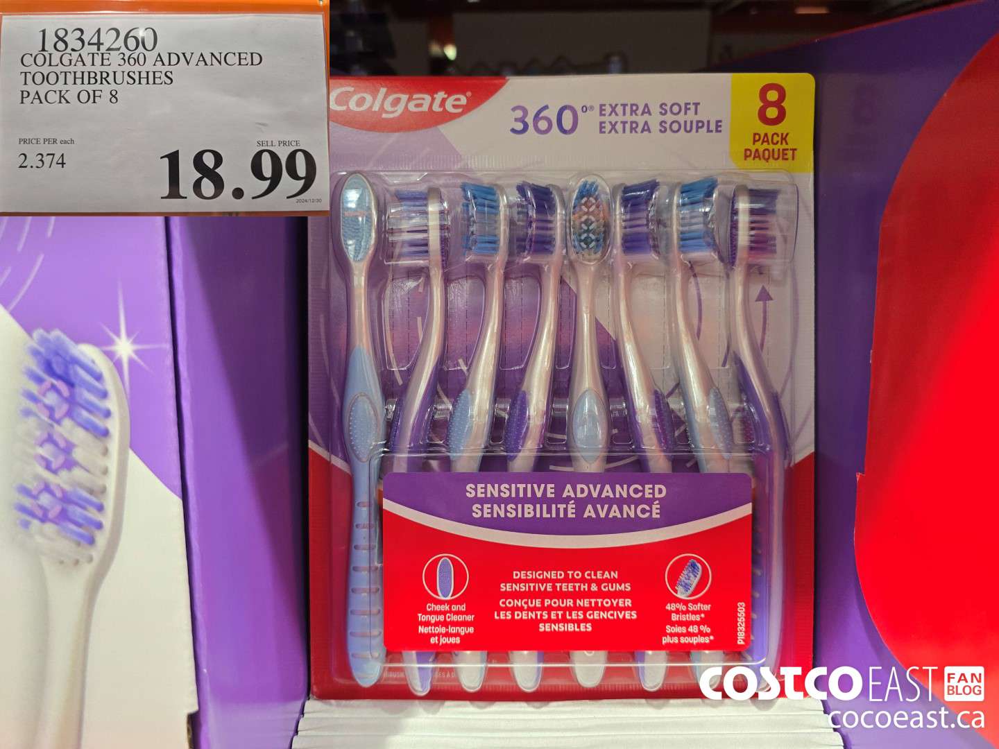 1834260 COLGATE 360 ADVANCED TOOTHBRUSHES PACK OF 8 $18.99