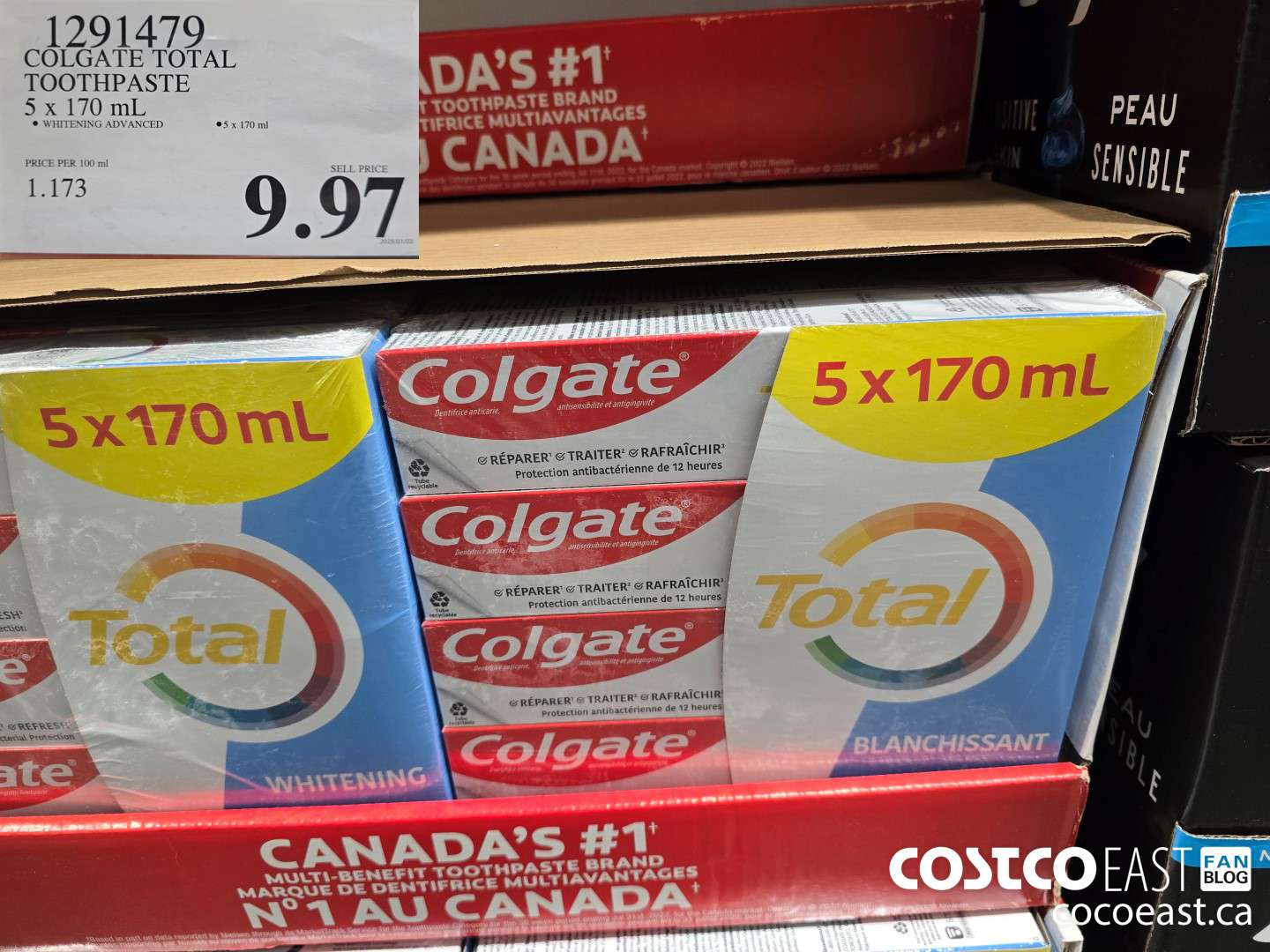 1291479 COLGATE TOTAL TOOTHPASTE 5 x 170 mL $9.97