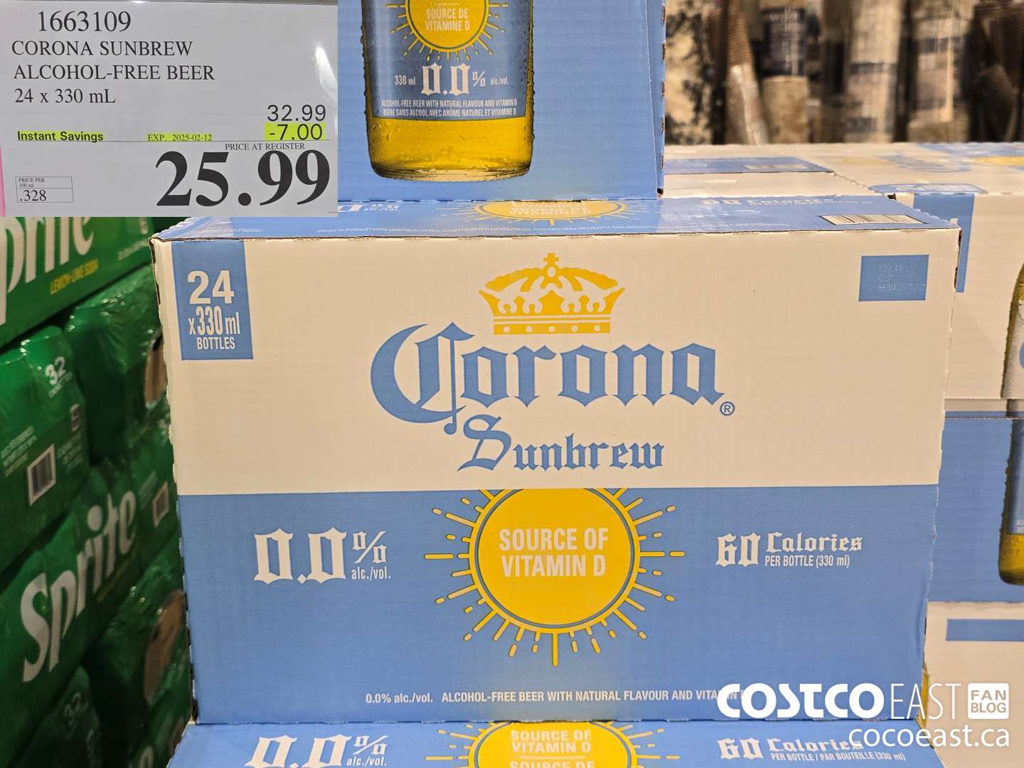 1663109 CORONA SUNBREW ALCOHOL-FREE BEER 24 X 330ML ($7.00 INSTANT SAVINGS EXPIRES ON 2025-02-12) $25.99