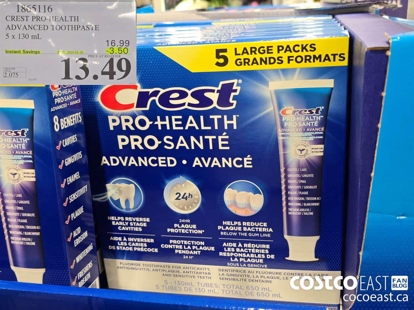 1865116 CREST PRO-HEALTH ADVANCED TOOTHPASTE 5 X 130 ML ($3.50 INSTANT SAVINGS EXPIRES ON 2025-01-26) $13.49