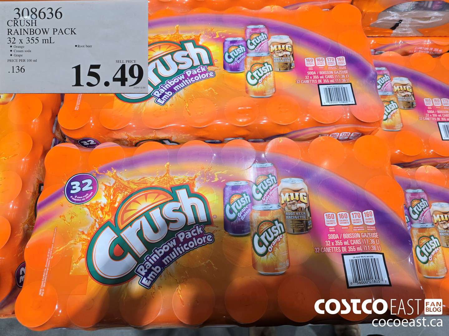 308363 CRUSH RAINBOW PACK 32 X 355 ML $15.49