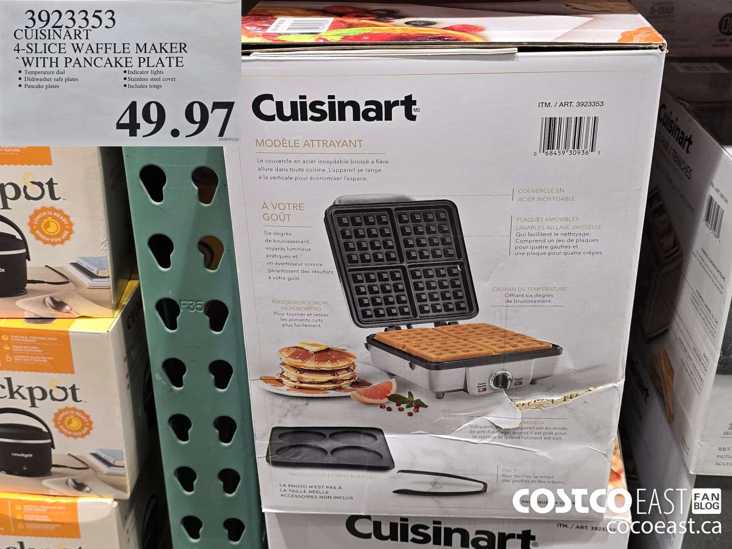 3923353 CUISINART 4-SLICE WAFFLE MAKER WITH PANCAKE PLATE $49.97