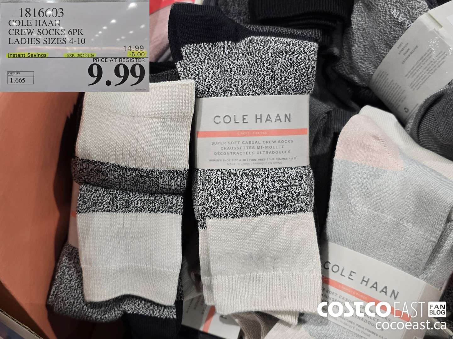 1816603 CULE HAAN CREW SOCKS 6PK LADIES SIZES 4-10 9..99 ($5.00 INSTANT SAVINGS EXPIRES ON 2025-01-26)