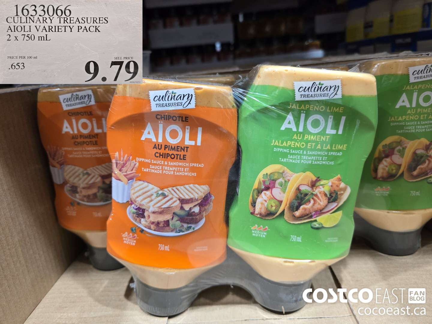 1633066 CULINARY TREASURES AIOLI SAUCE VARIETY PK 2 x 750 mL $9.79