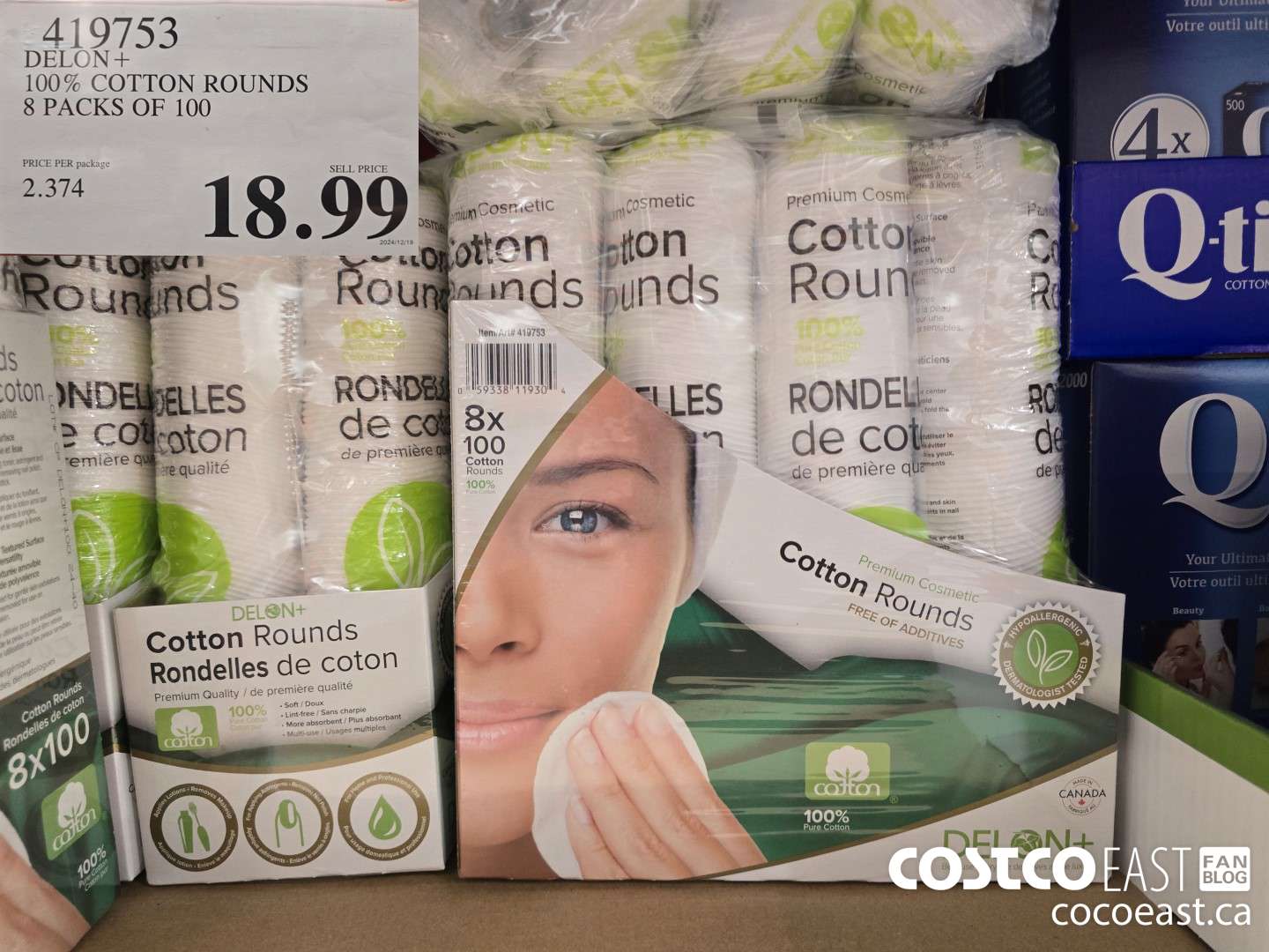 419753 DELON + 100% COTTON ROUNDS 8 PACKS OF 100 $18.99