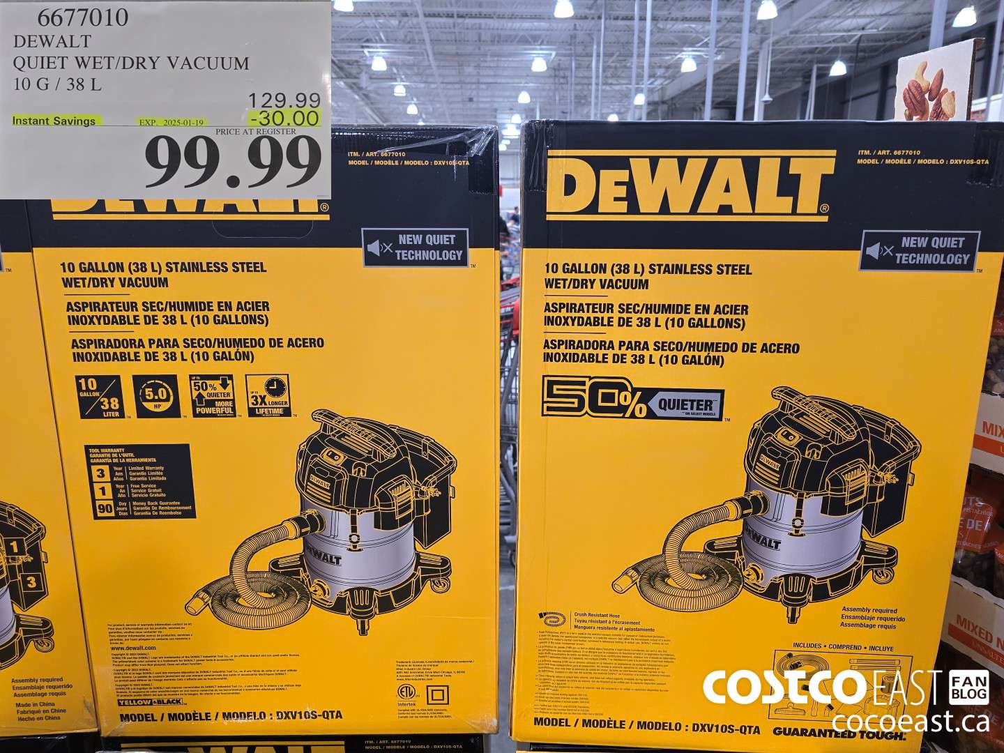 6677010 DEWALT QUIET WET/DRY VACUUM 10G/38L ($30.00 INSTANT SAVINGS EXPIRES ON 2025-01-19) $99.99