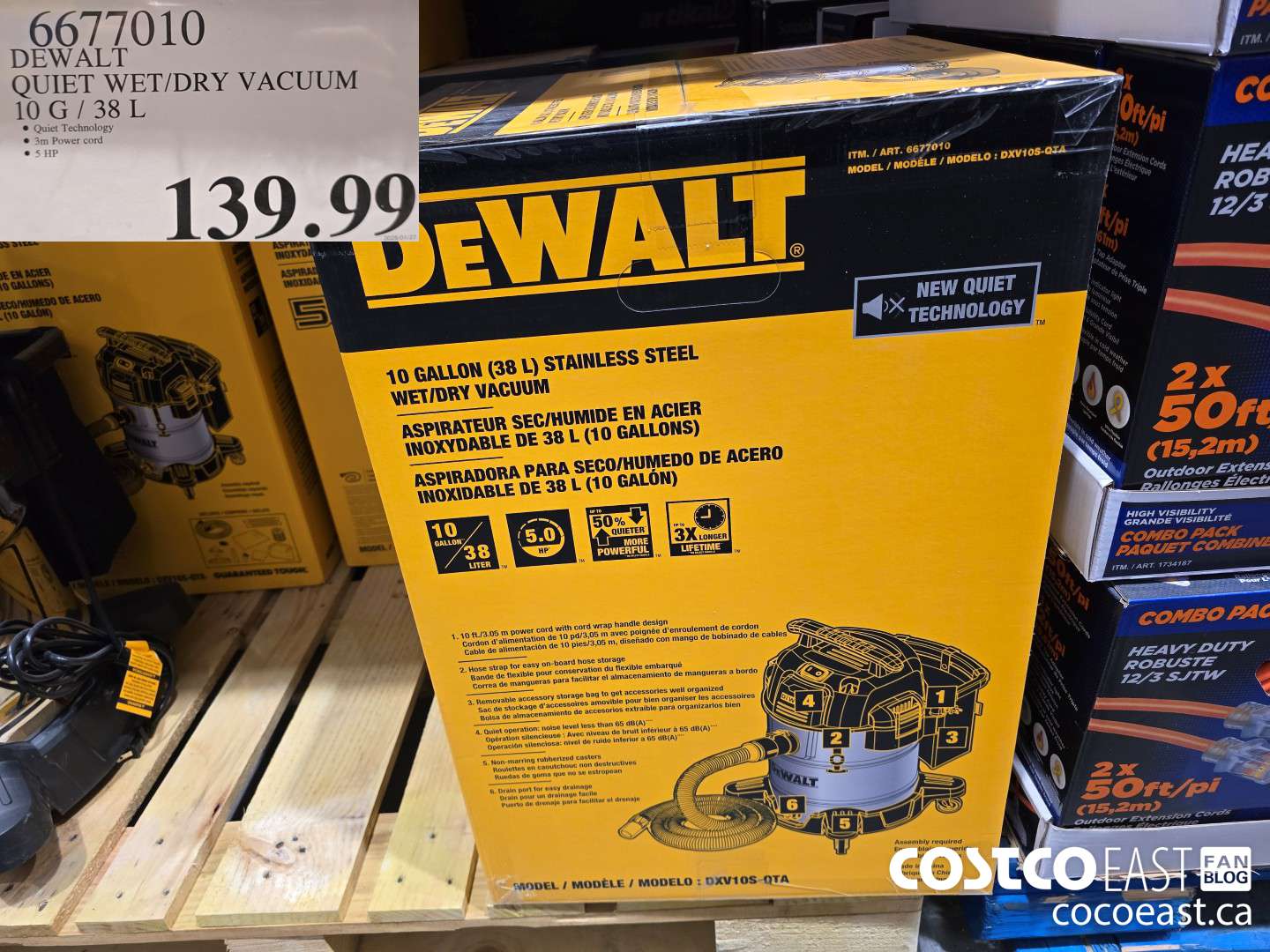 6677010 DEWALT QUIET WET/DRY VACUUM 10G/38L $139.99