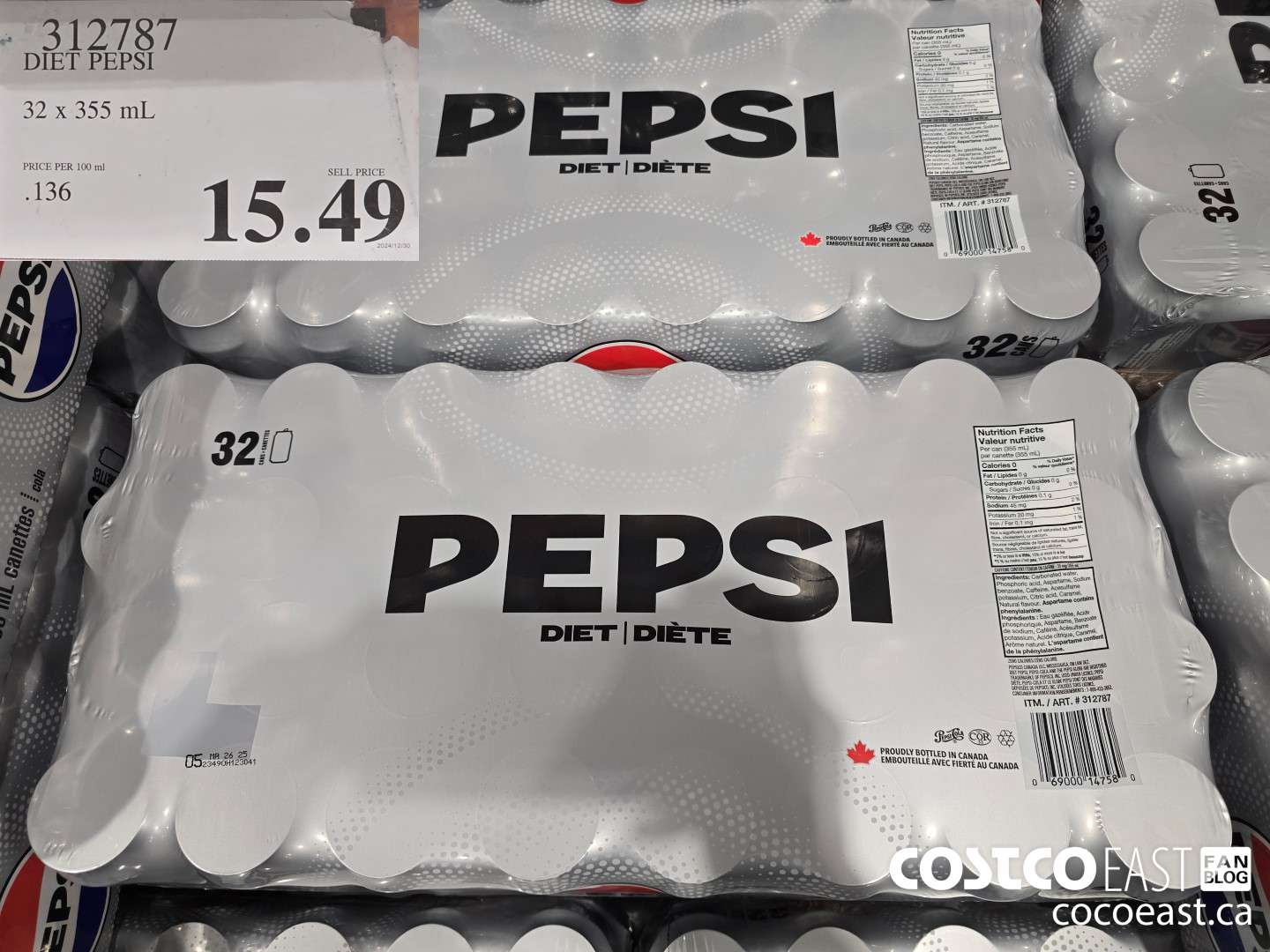 312787 DIET PEPSI 32 X 355 ML $15.49