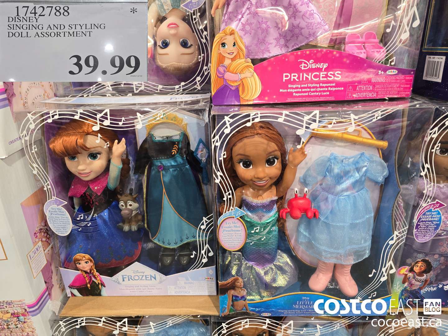 1742788 DISNEY SINGING AND STYLING DOLL ASSORTMENT $39.99